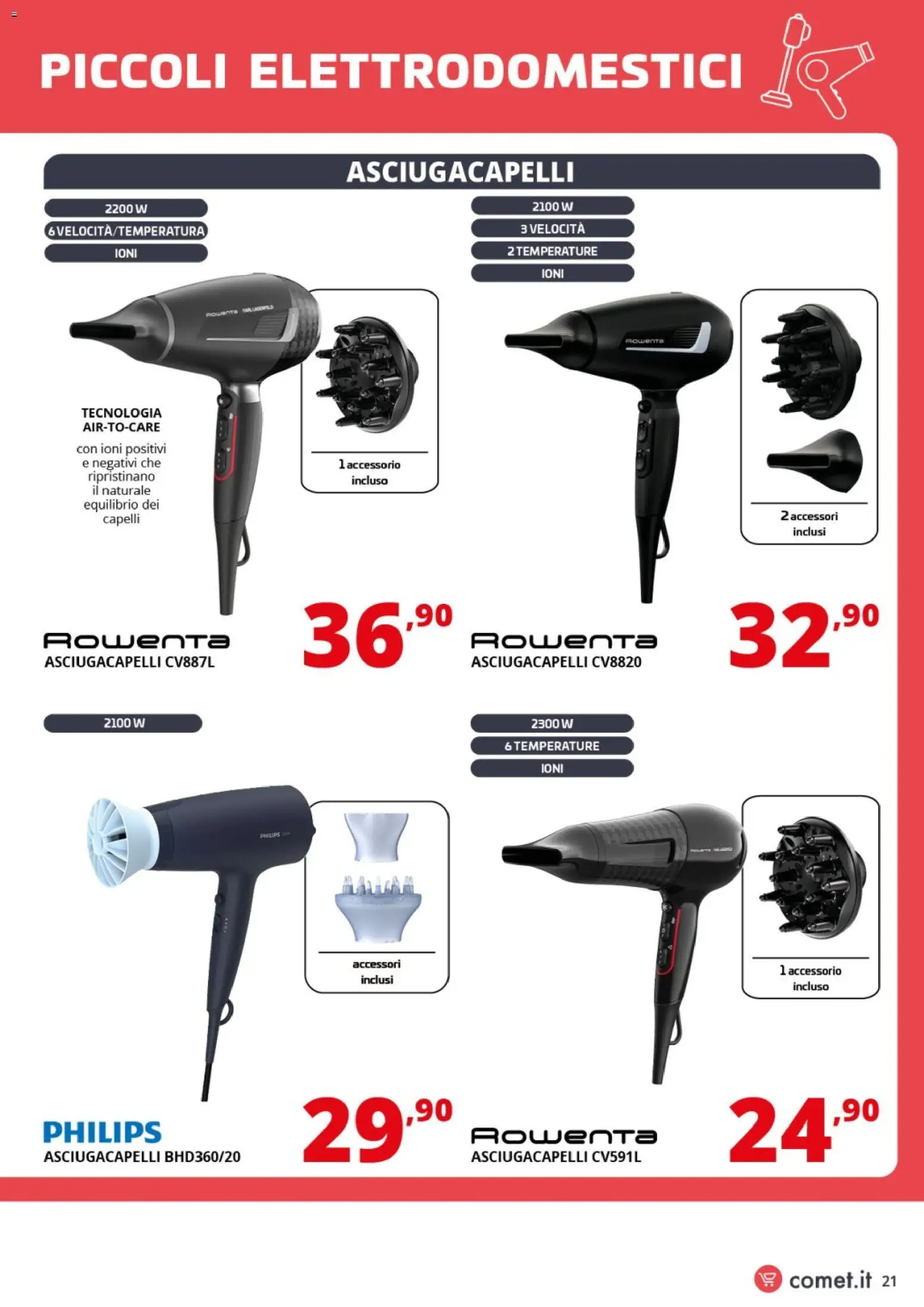 Volantino Comet del 31.10.2025 | Pagina: 21 | Prodotti: Asciugacapelli