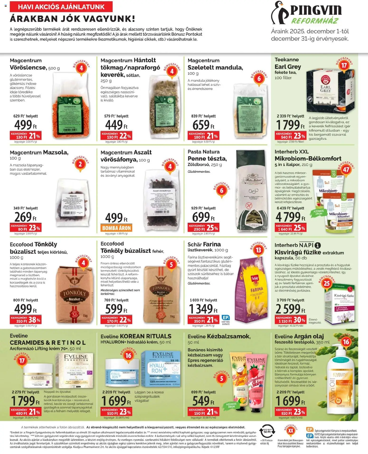 Pingvin Patika akciós ujság - amely érvényes a következő dátumtól: 01.12.2025 | Oldal: 3 | Termékek: Mandula, Olaj, Bor, Só