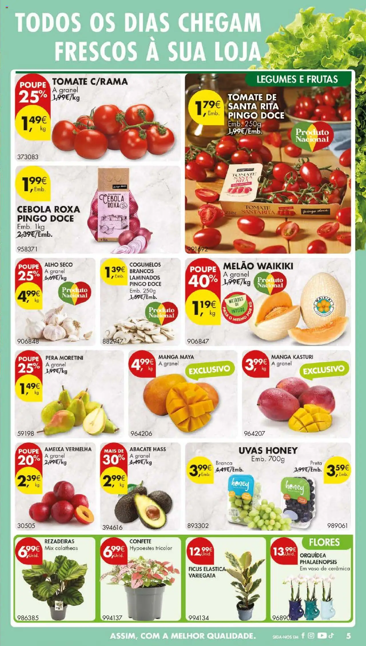 Pingo Doce folheto │ válido de 05.08.2025 | Página: 5 | Produtos: Flores, Tomate, Cogumelos, Uvas