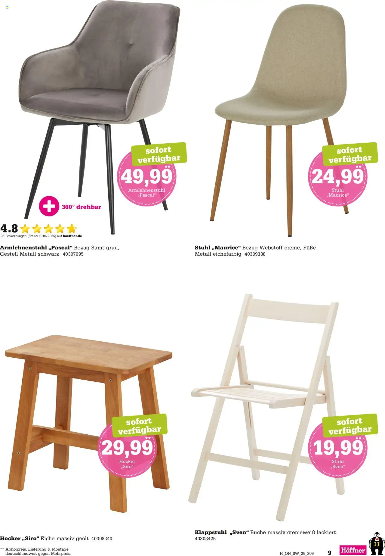 Höffner Express Spezial – gültig ab 15.10.2025 | Seite: 9 | Produkte: Hocker, Stuhl