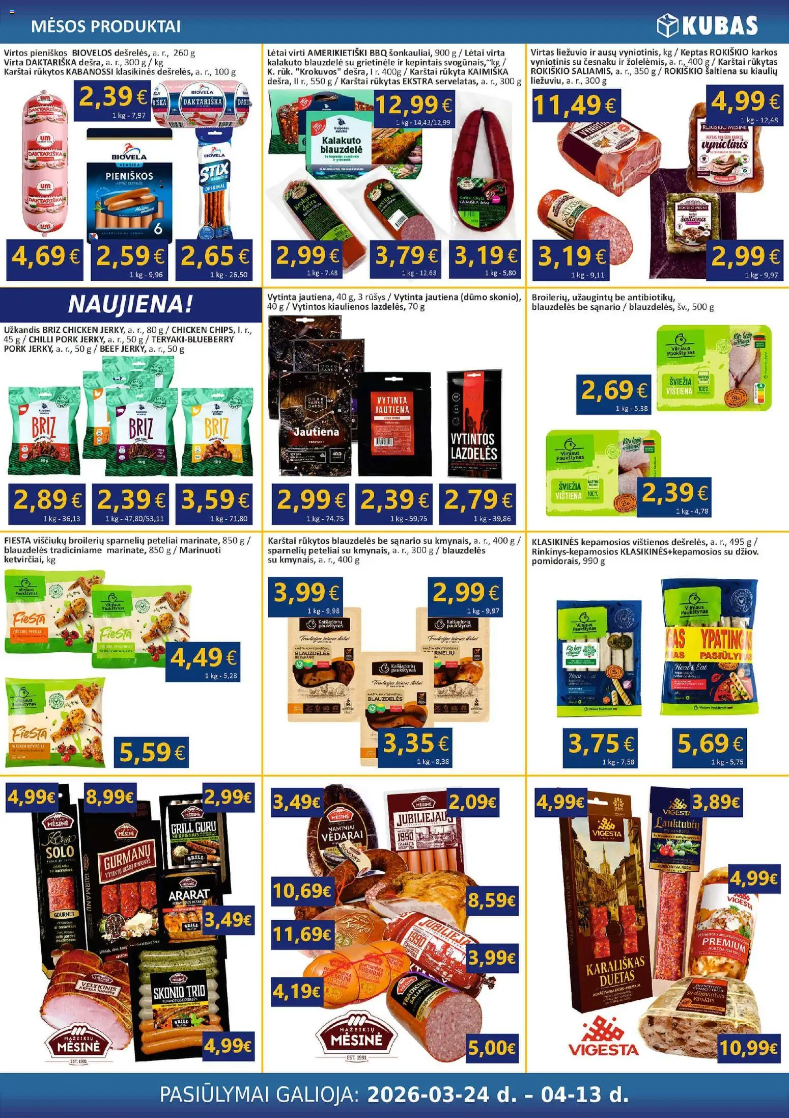 Kubas akcijos nuo 24.03.2026 | Puslapis: 4 | Prekių: Grietinėlė, Vištienos, Kiaulienos, Dešra