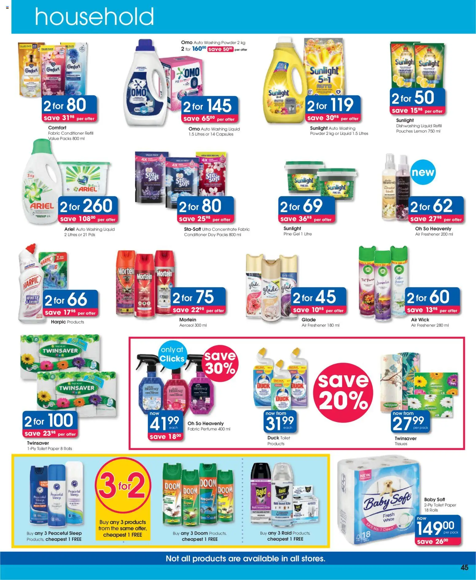 New Clicks catalogue – valid from 25.02.2026 | Page: 45 | Products: Air freshener, Washing powder, Lemon, Tissues