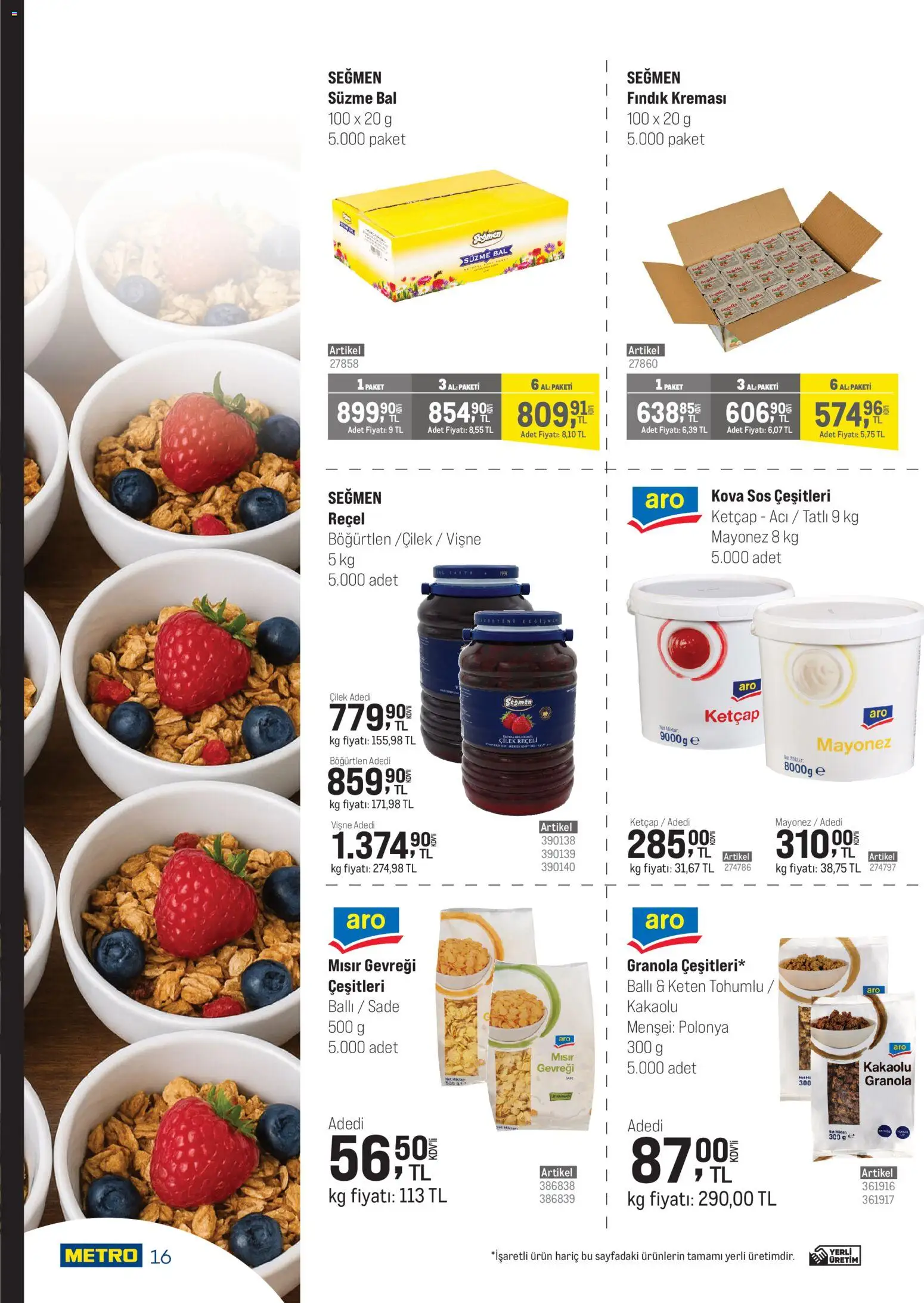 Metro - Şehir Otelleri - 18.11.2025 tarihinden itibaren geçerlidir | Sayfa: 16 | Ürünler: Vişne, Mısır gevreği, Mayonez, Mısır
