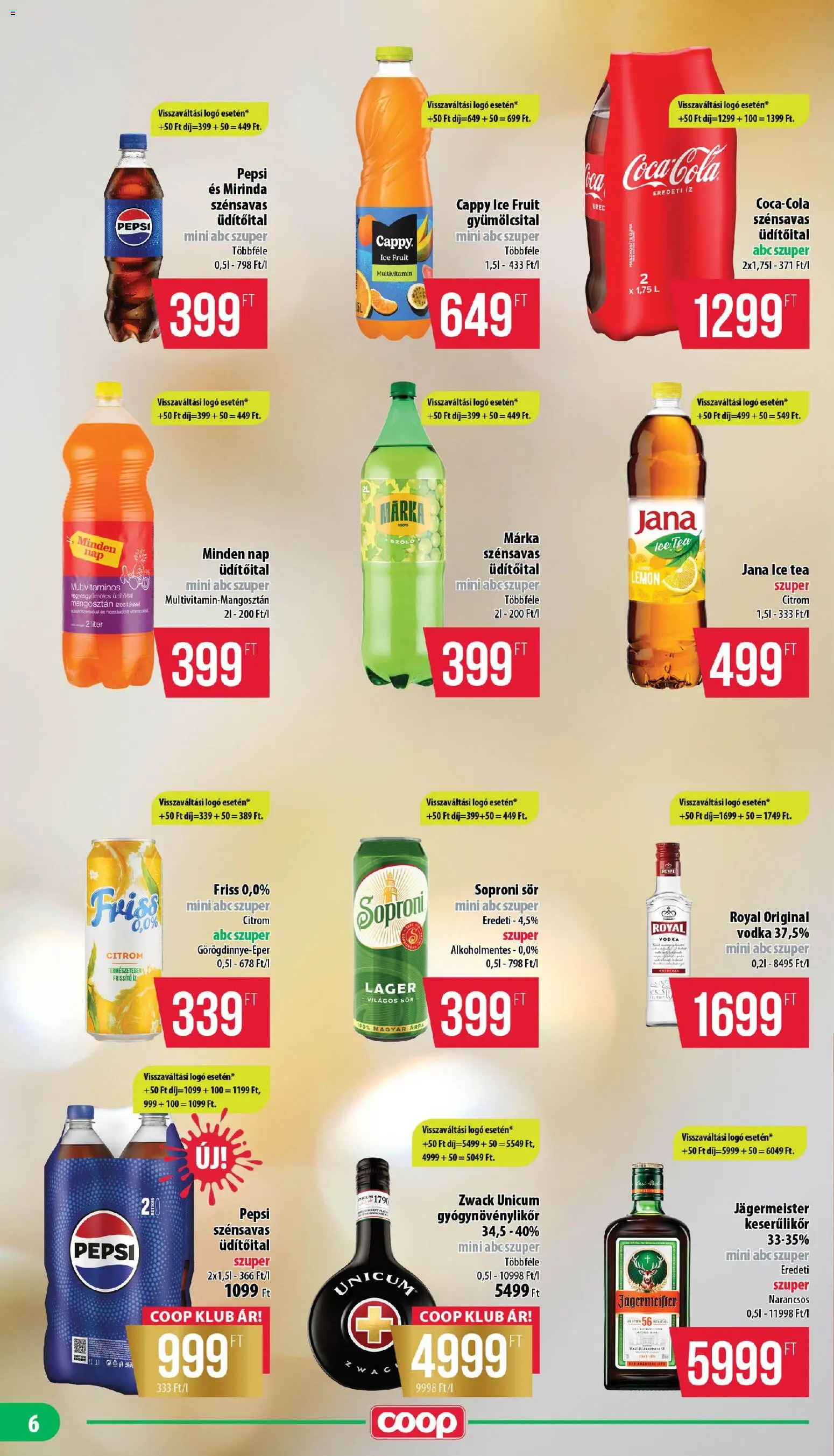 COOP akciós ujság - amely érvényes a következő dátumtól: 26.03.2026 | Oldal: 6 | Termékek: Szőlő, Pepsi, Ice tea, Tea