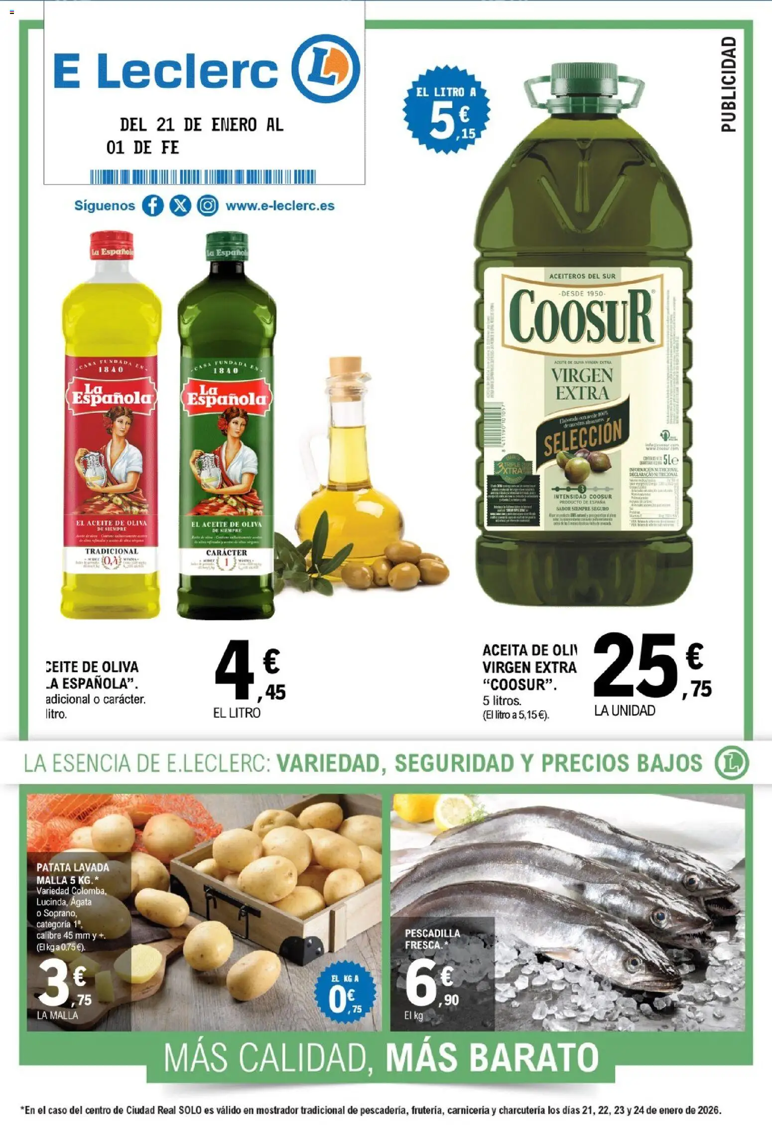 E.Leclerc folleto │ válido desde el 21.01.2026 | Página: 1 | Productos: Aceite, Aceite de oliva, Aceite de oliva virgen extra