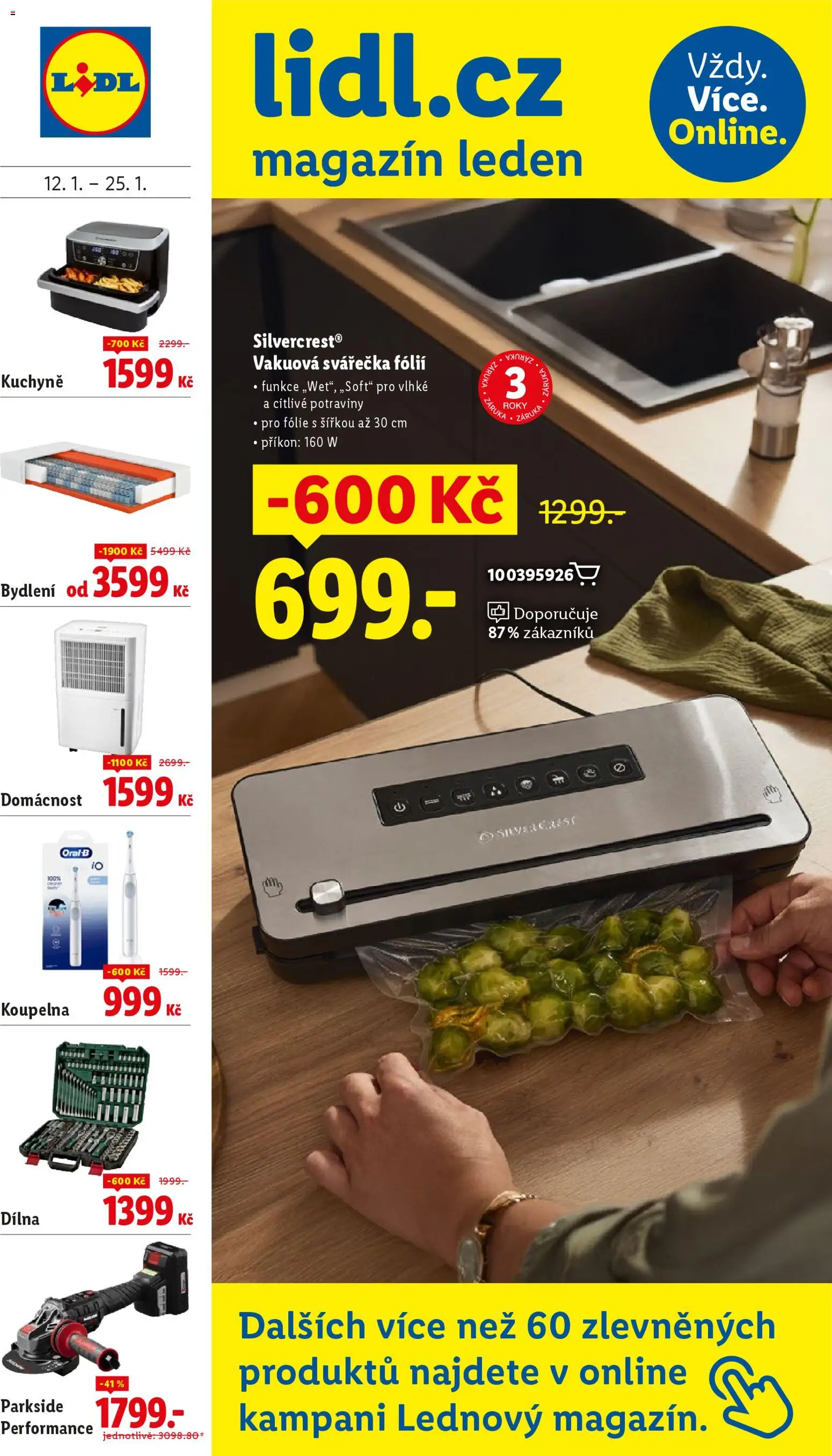 Lidl magazín od 12.01.2026 | Strana: 1 | Produkty: Parkside, Fólie, Vakuová svářečka fólií, Vakuová svářečka