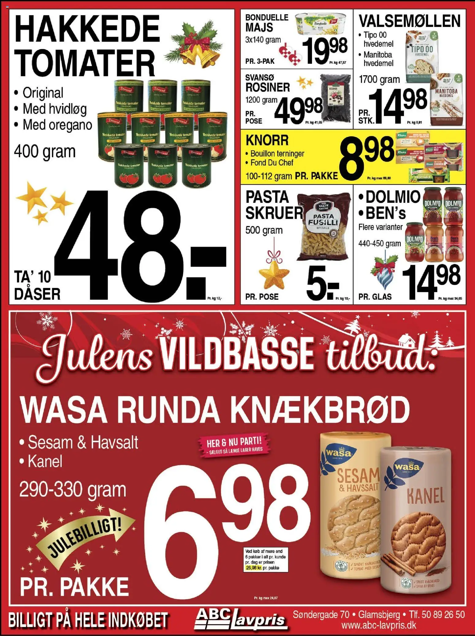 Abc Lavpris tilbudsavis – gyldig fra 03.12.2025 | Side: 6 | Produkter: Tomater, Pasta, Hvedemel, Rosiner