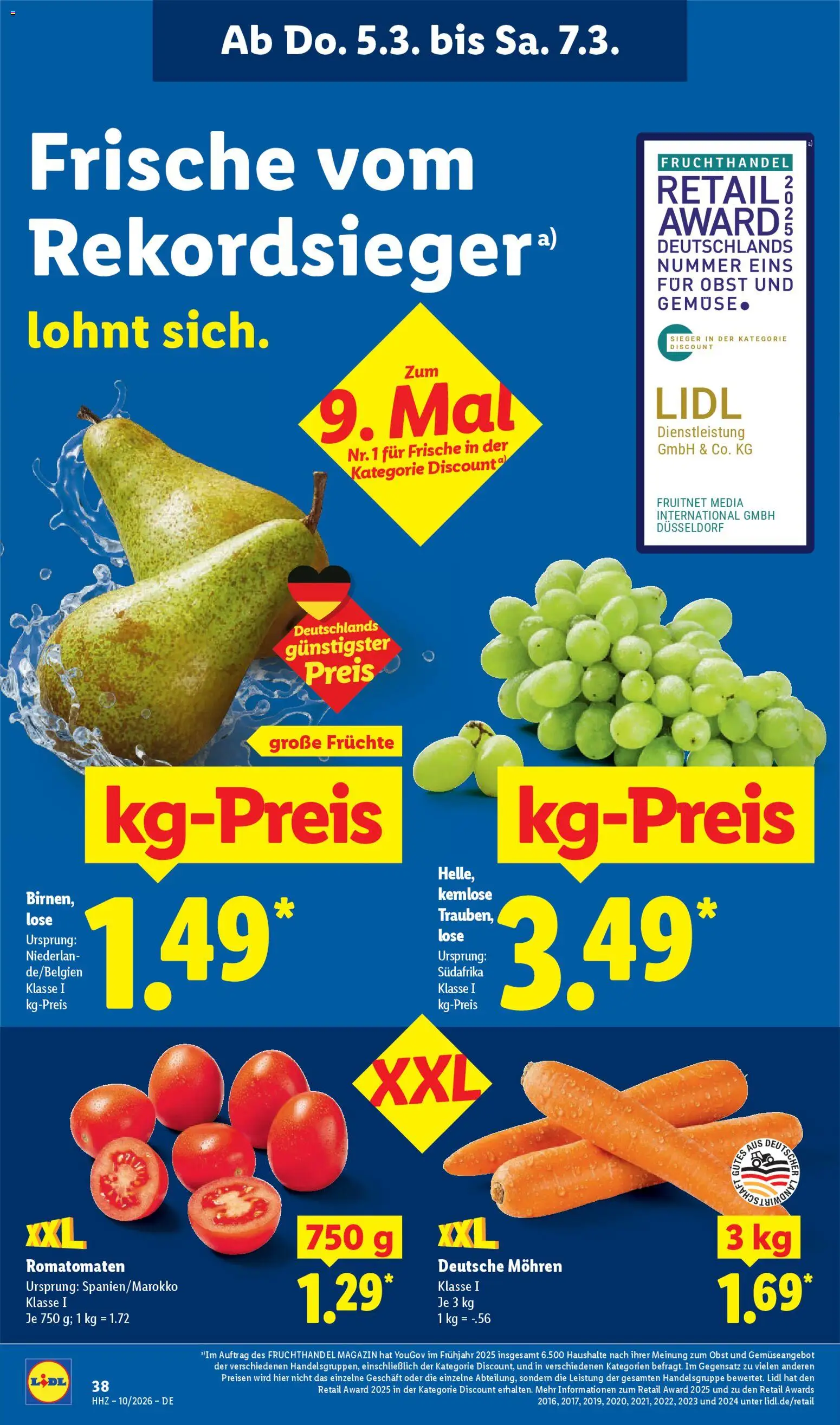 Lidl Prospekt Lüchow – gültig ab 02.03.2026 | Seite: 62 | Produkte: Trauben, Mohren, Gemüse, Obst