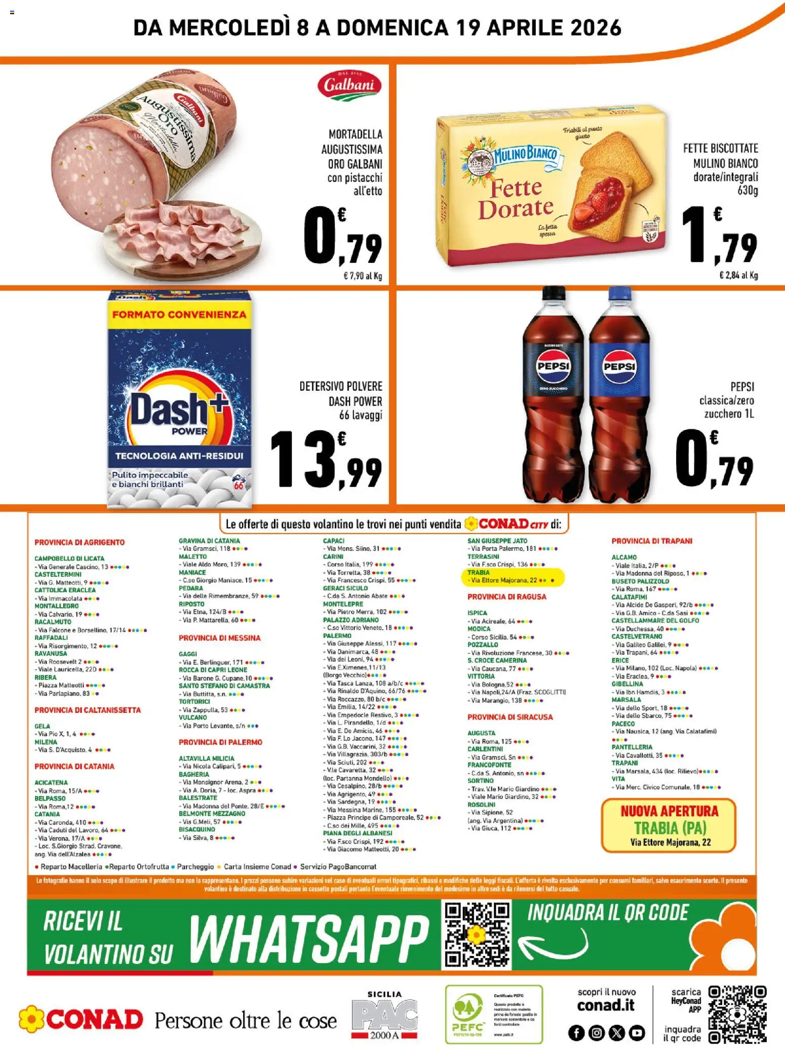 Volantino Conad del 08.04.2026 | Pagina: 16 | Prodotti: Zucchero, Mortadella, Pistacchi, Pepsi