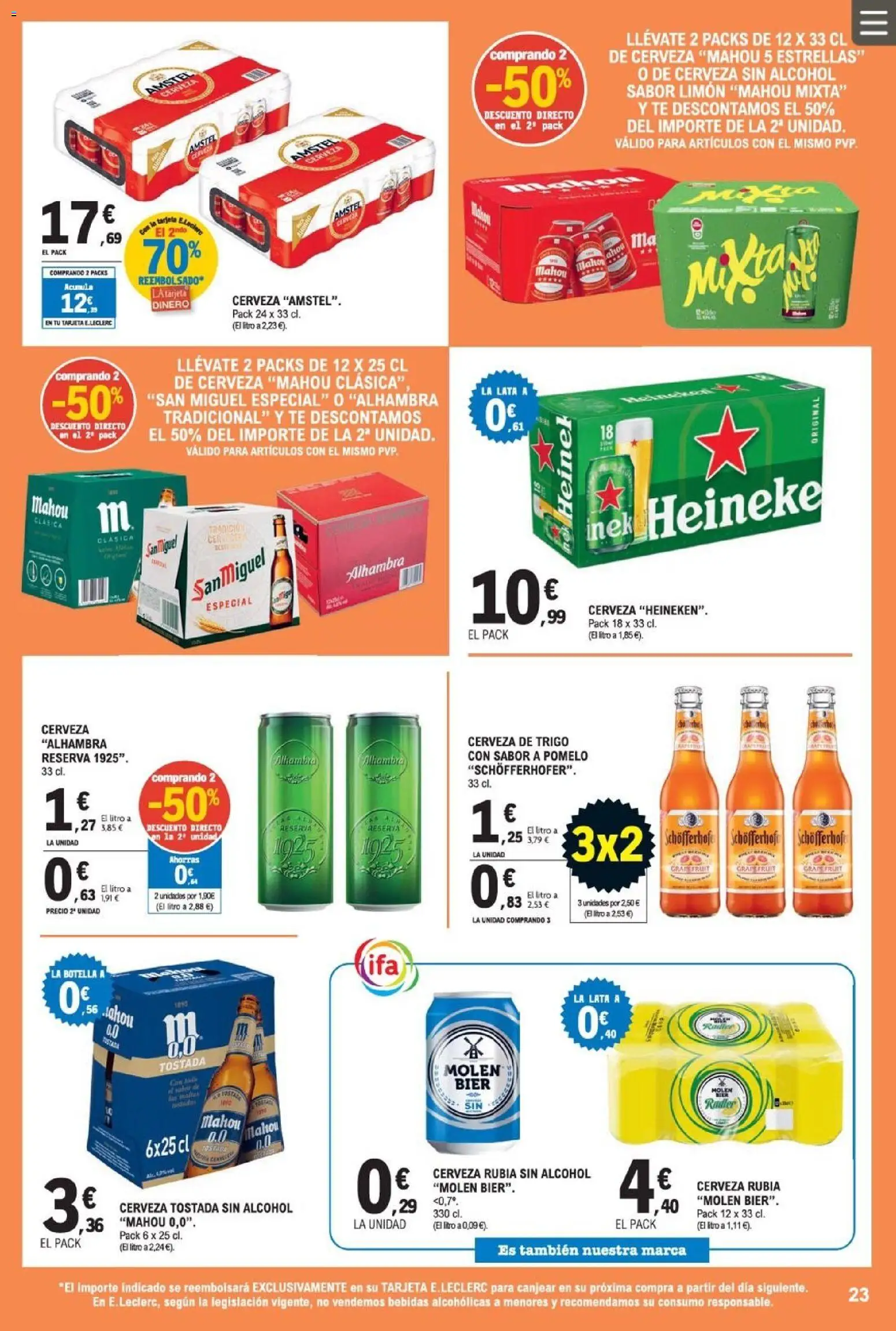 E.Leclerc folleto │ válido desde el 08.04.2026 | Página: 23 | Productos: Cerveza sin alcohol, Cerveza, Té