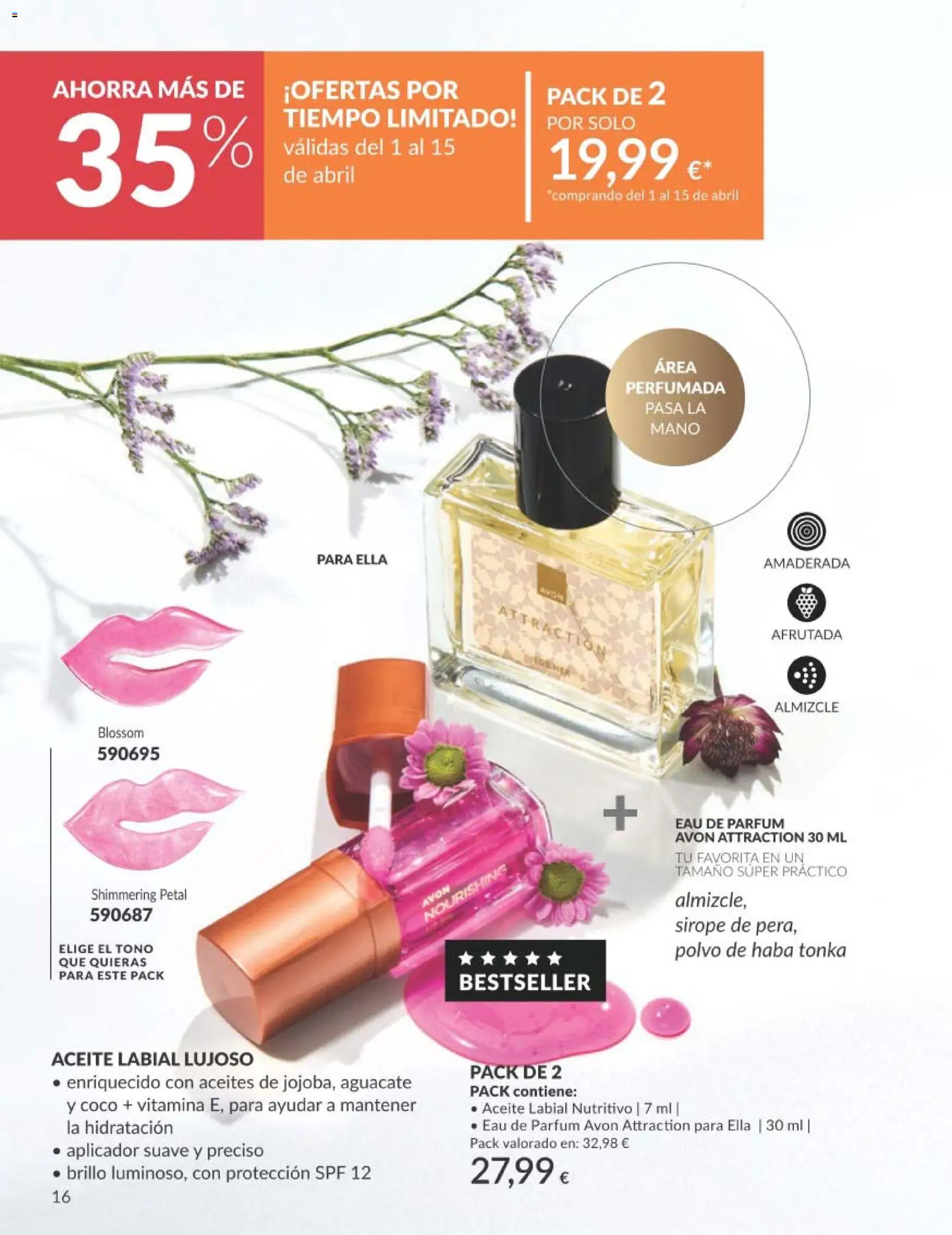 Catálogo AVON campaña 4 │ válido desde el 01.04.2026 | Página: 16 | Productos: Polvo, Aceite, Τυρόπιτα, Eau de parfum