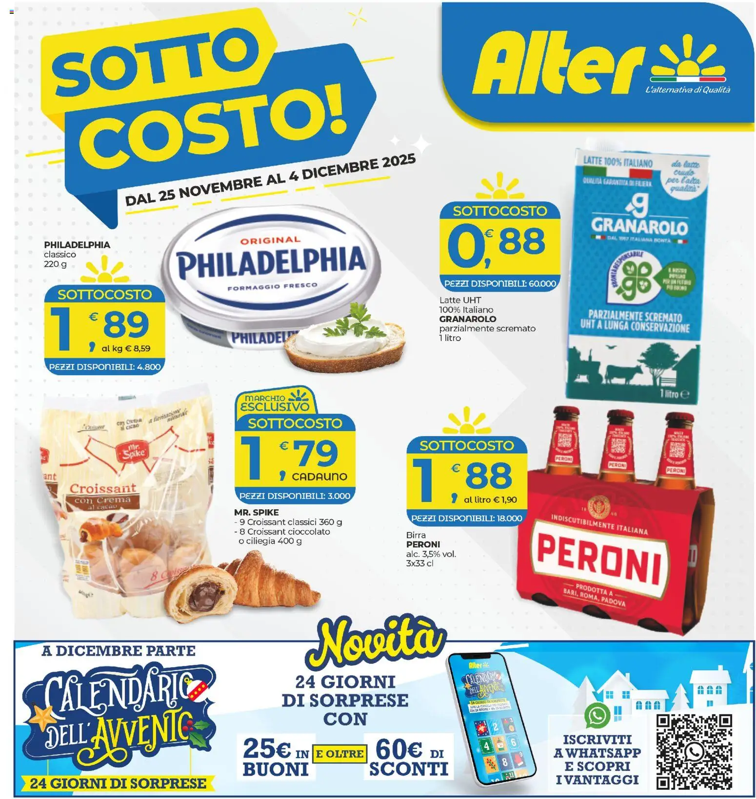 Volantino Alter Discount del 25.11.2025 | Pagina: 1 | Prodotti: Crema, Birra, Latte, Croissant