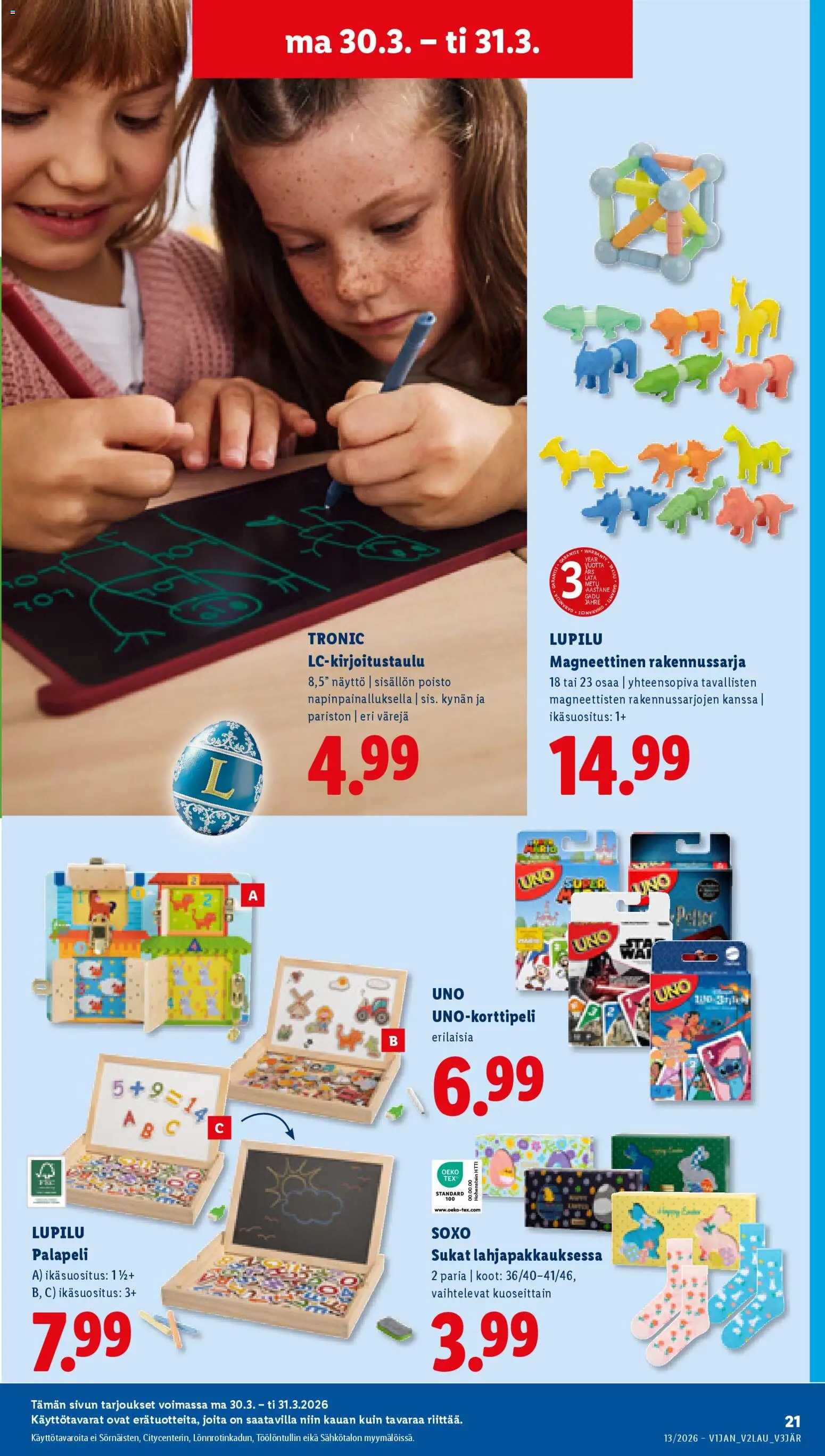 Lidl tarjoukset - Tampere – voimassa 26.03.2026 alkaen | Sivu: 27 | Tuotteet: Palapeli, Sukat, Näyttö