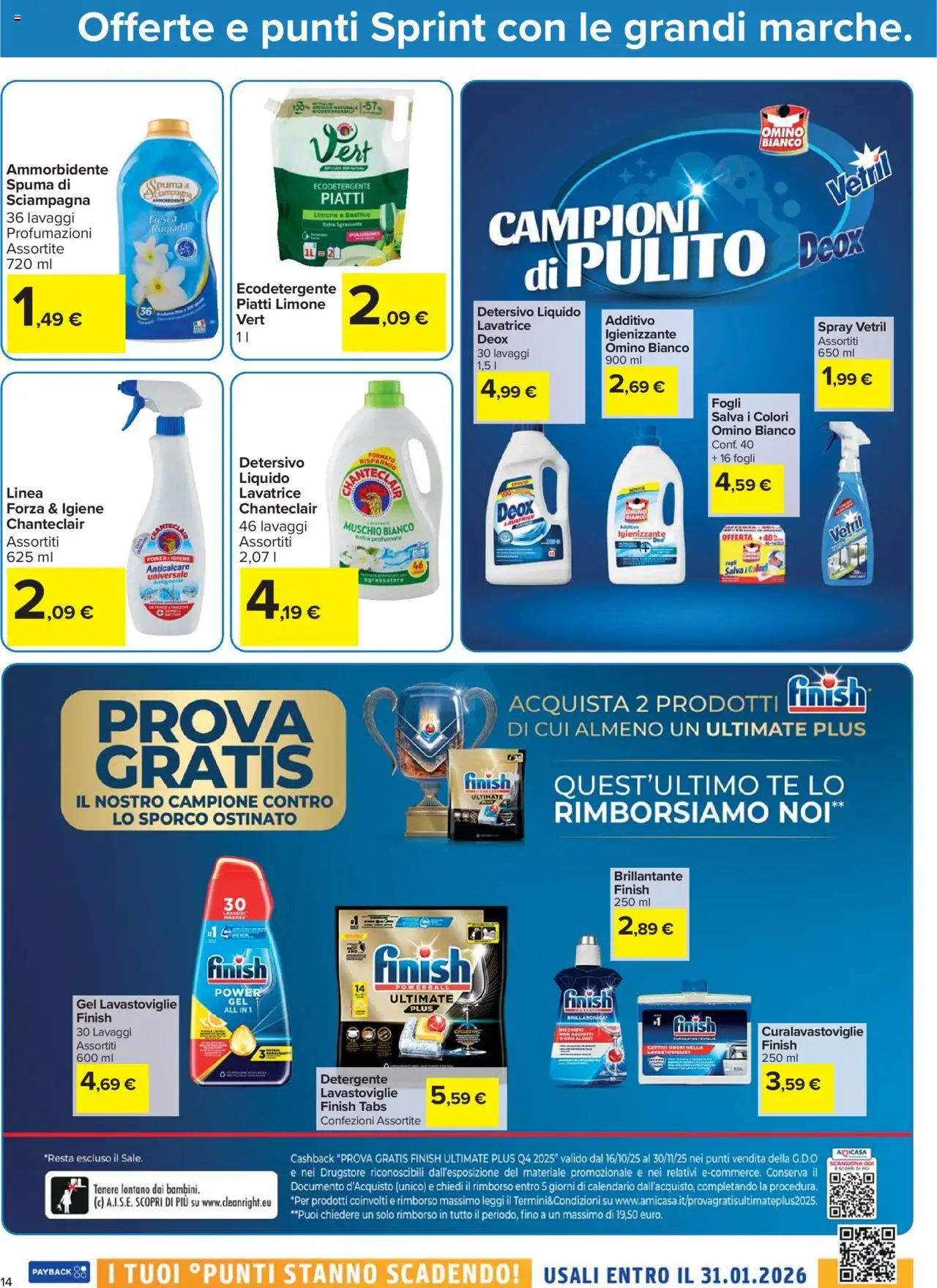 Volantino Carrefour del 20.10.2025 | Pagina: 14 | Prodotti: Ammorbidente, Detergente, Lavatrice, Lavastoviglie