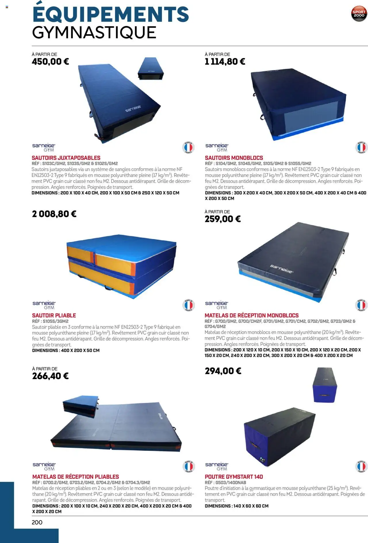 {H1} | Page: 200 | Produits: Mousse, Poignées, Matelas