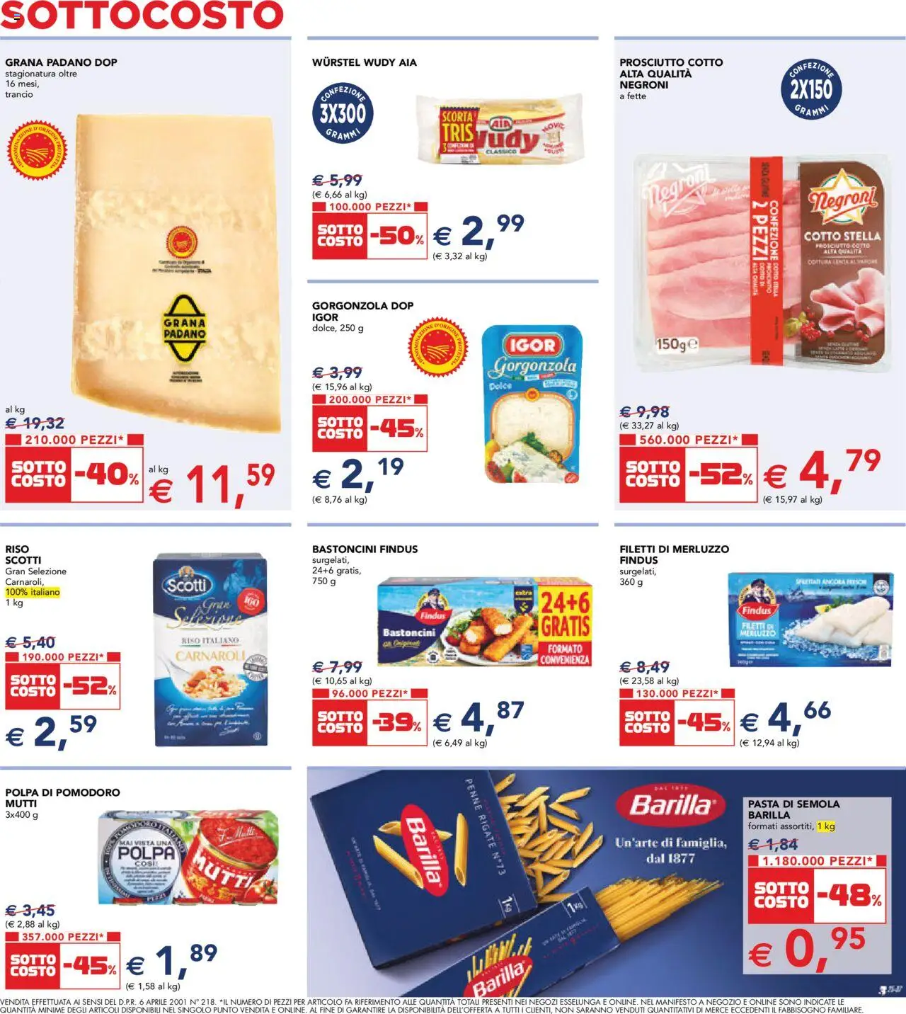 Volantino Esselunga S del 26.09.2025 | Pagina: 3 | Prodotti: Merluzzo, Pomodoro, Wurstel, Gorgonzola