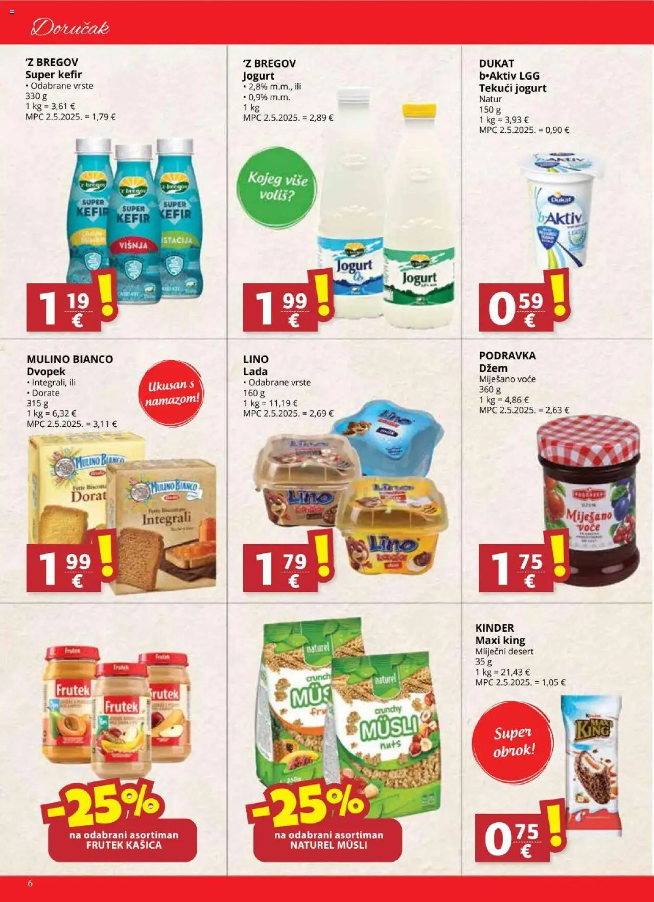 Ribola katalog | vrijedi od 10.09.2025 | Stranica: 6 | Proizvodi: Jogurt, Musli, Voće, Džem