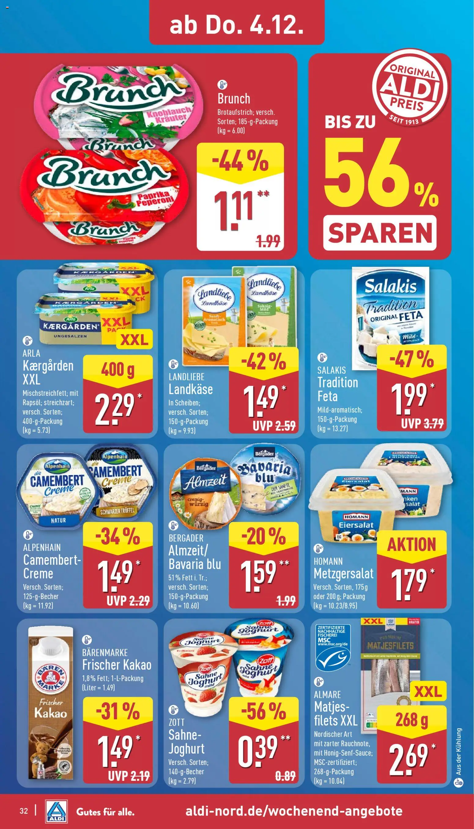 Aldi Prospekt 	 – gültig ab 01.12.2025 | Seite: 32 | Produkte: Joghurt, Knoblauch, Sahne, Salat