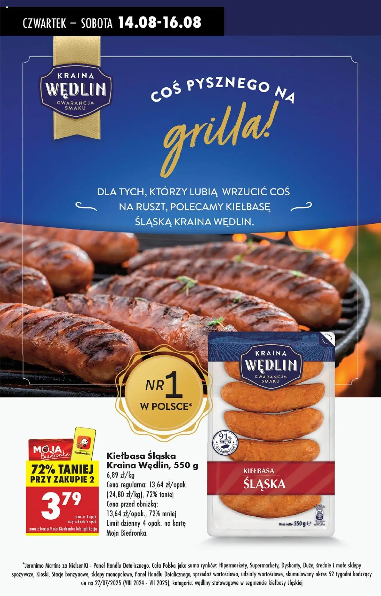 Biedronka gazetka - Oferta w tym tygodniu od 14.08.2025 | Strona: 70 | Produkty: Kiełbasa, Karta, Kiełbasa śląska, Wędliny