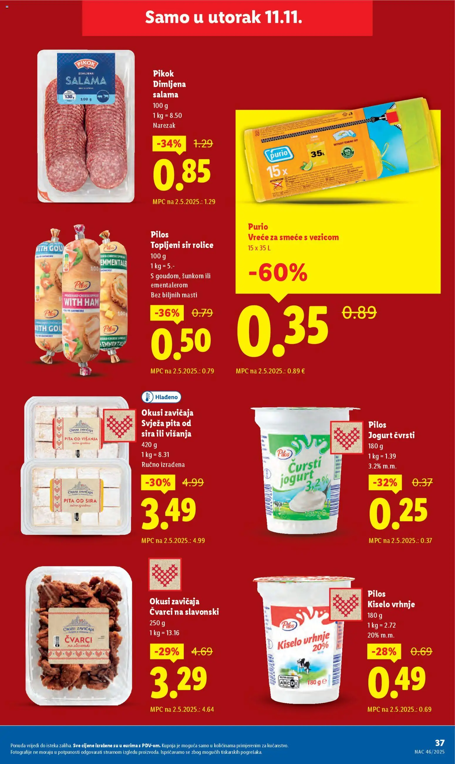 Lidl katalog | vrijedi od 10.11.2025 | Stranica: 37 | Proizvodi: Čvarci, Narezak, Kiselo vrhnje, Vreće za smeće