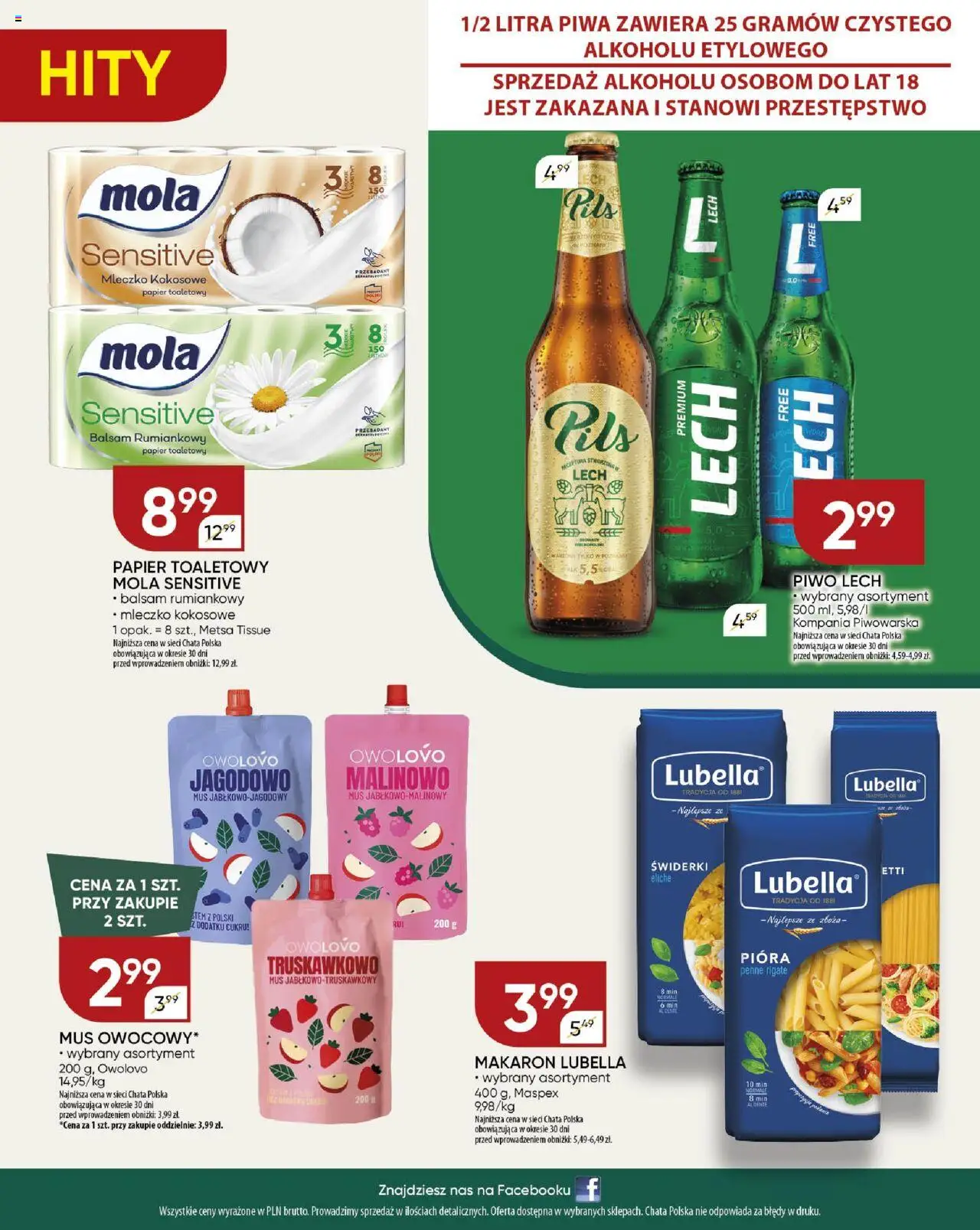 Chata Polska Gazetka od 09.10.2025 | Strona: 20 | Produkty: Penne, Piwo, Mleczko kokosowe, Makaron