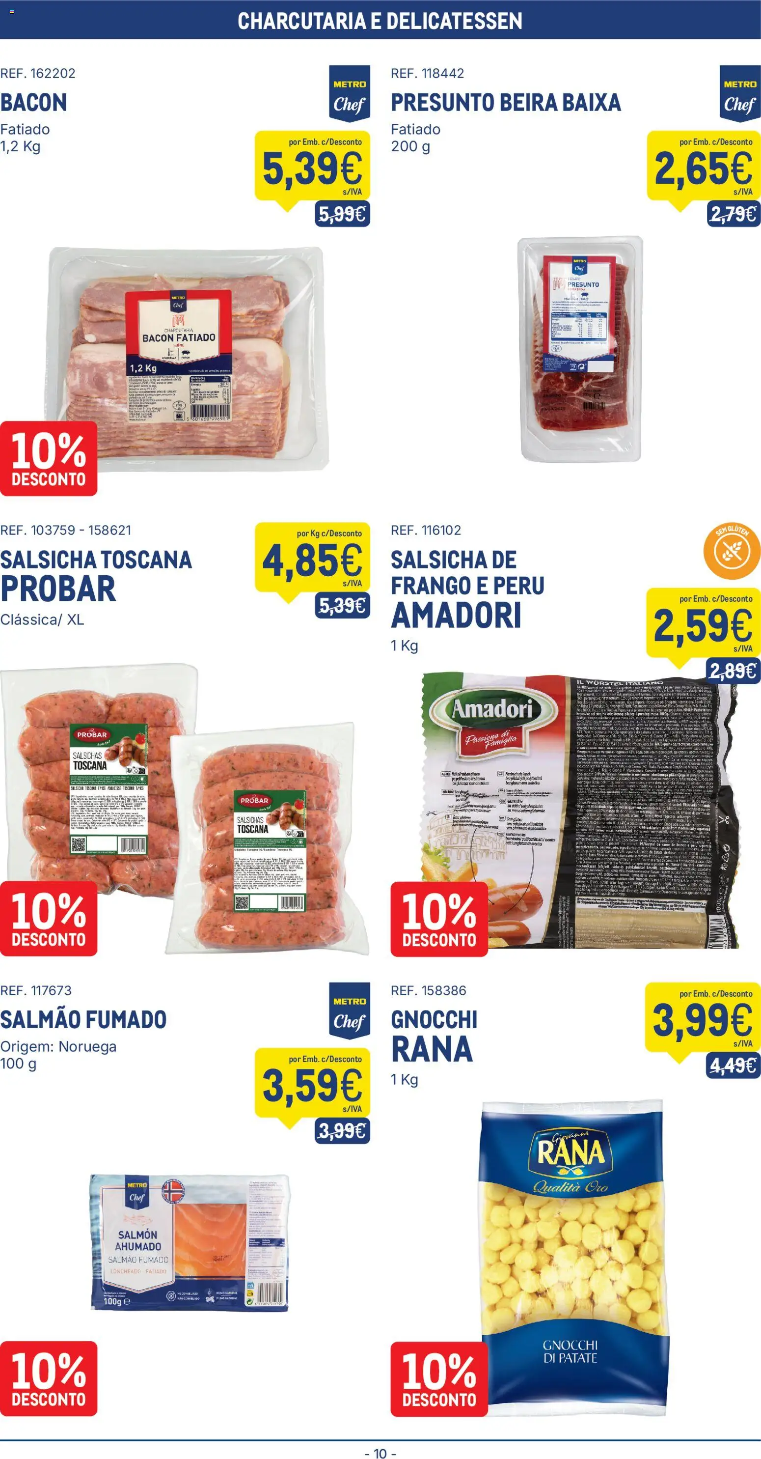 Makro folheto │ válido de 28.04.2026 | Página: 10 | Produtos: Bacon, Salmão, Salsicha, Presunto