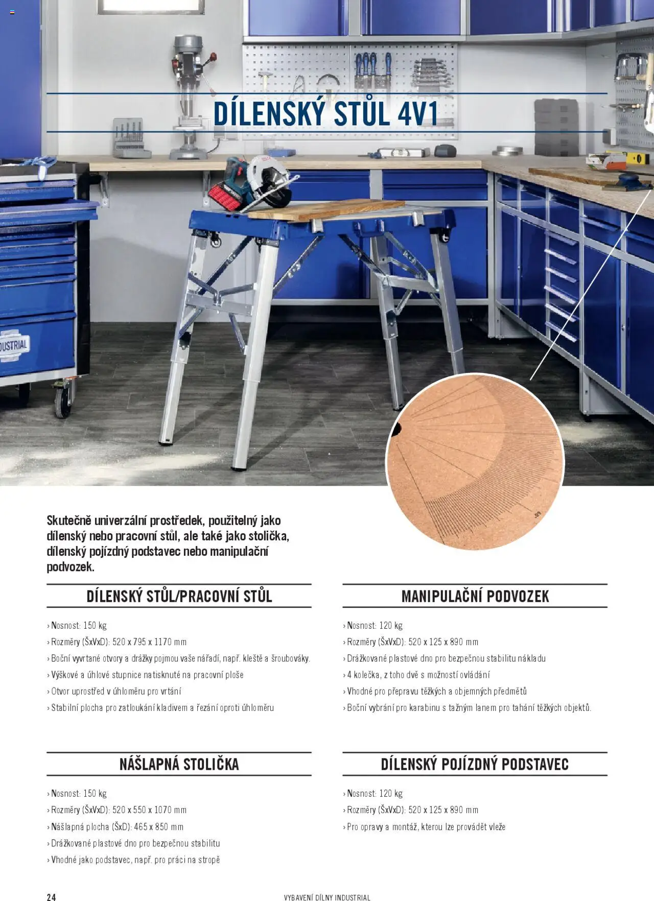 HORNBACH katalog - INDUSTRIAL - Systém vybavení dílny od 06.02.2025 | Strana: 24 | Produkty: Stolička, Stůl