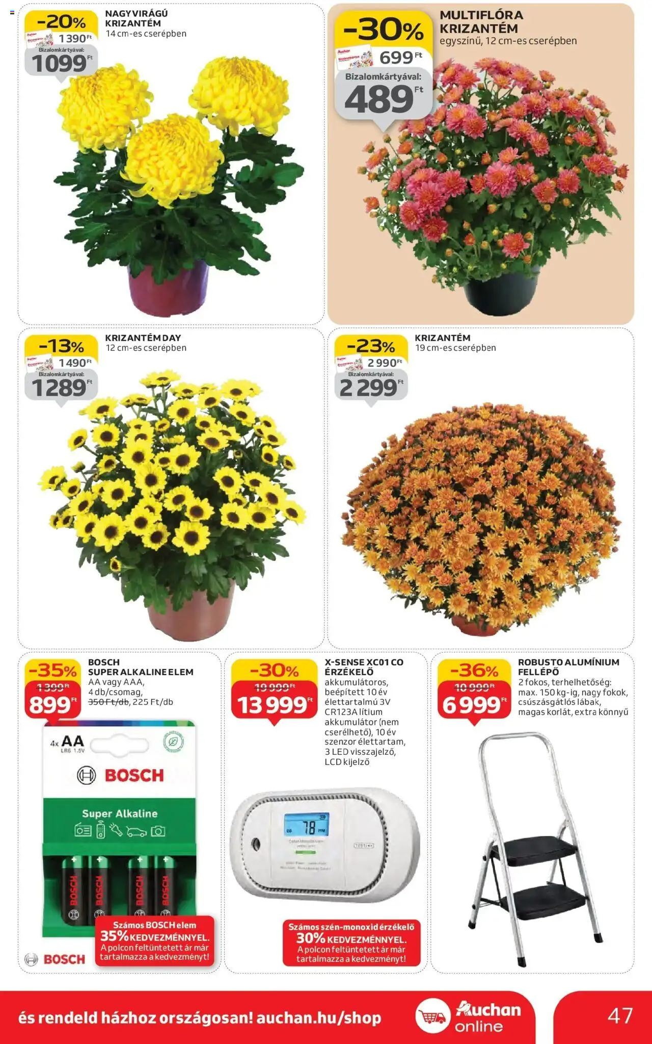 Auchan akciós ujság - amely érvényes a következő dátumtól: 16.10.2025 | Oldal: 47 | Termékek: CO érzékelő, Akkumulátor, Fellépő