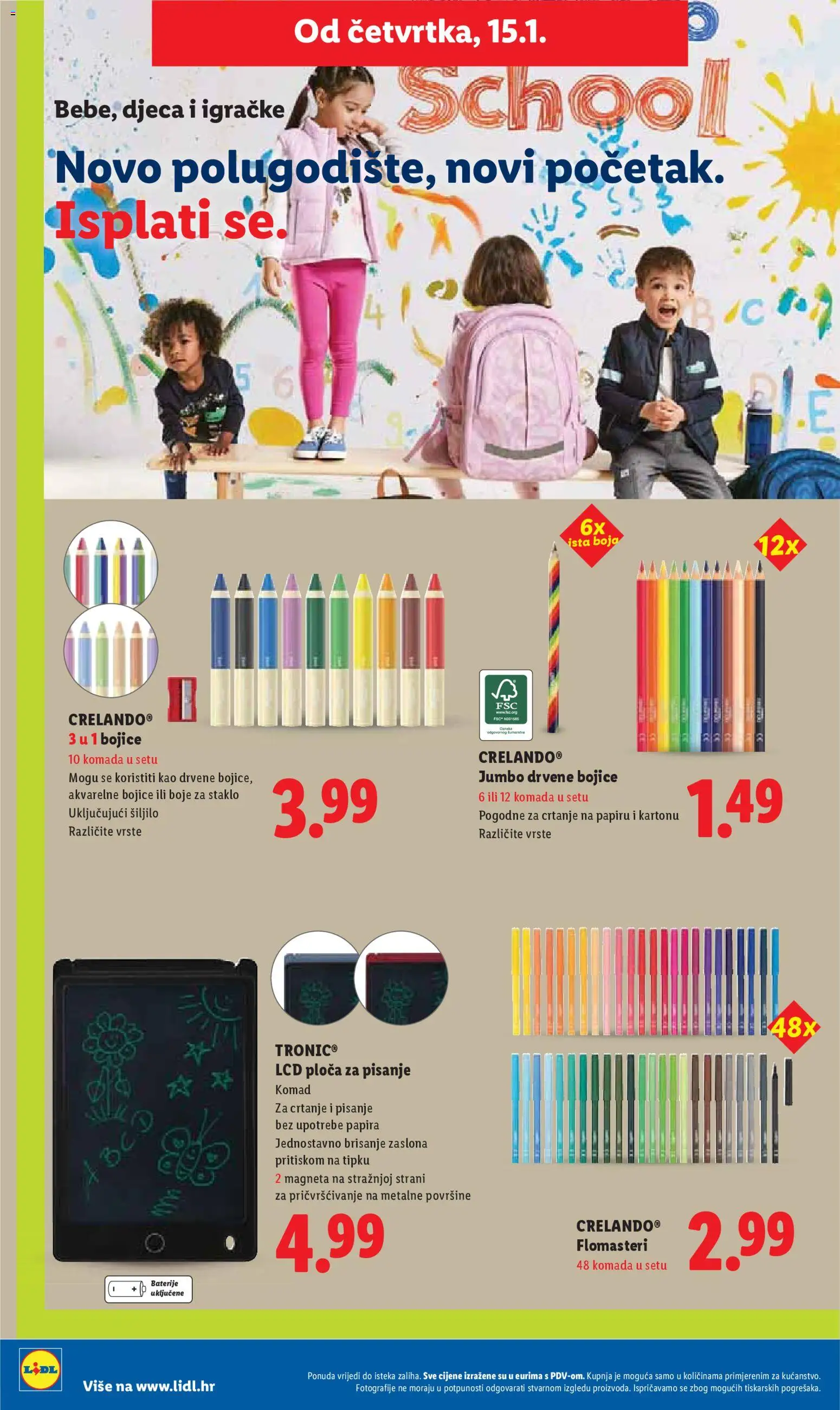 Lidl katalog | vrijedi od 12.01.2026 | Stranica: 44 | Proizvodi: Tablet, Baterije, Drvene bojice, Flomasteri