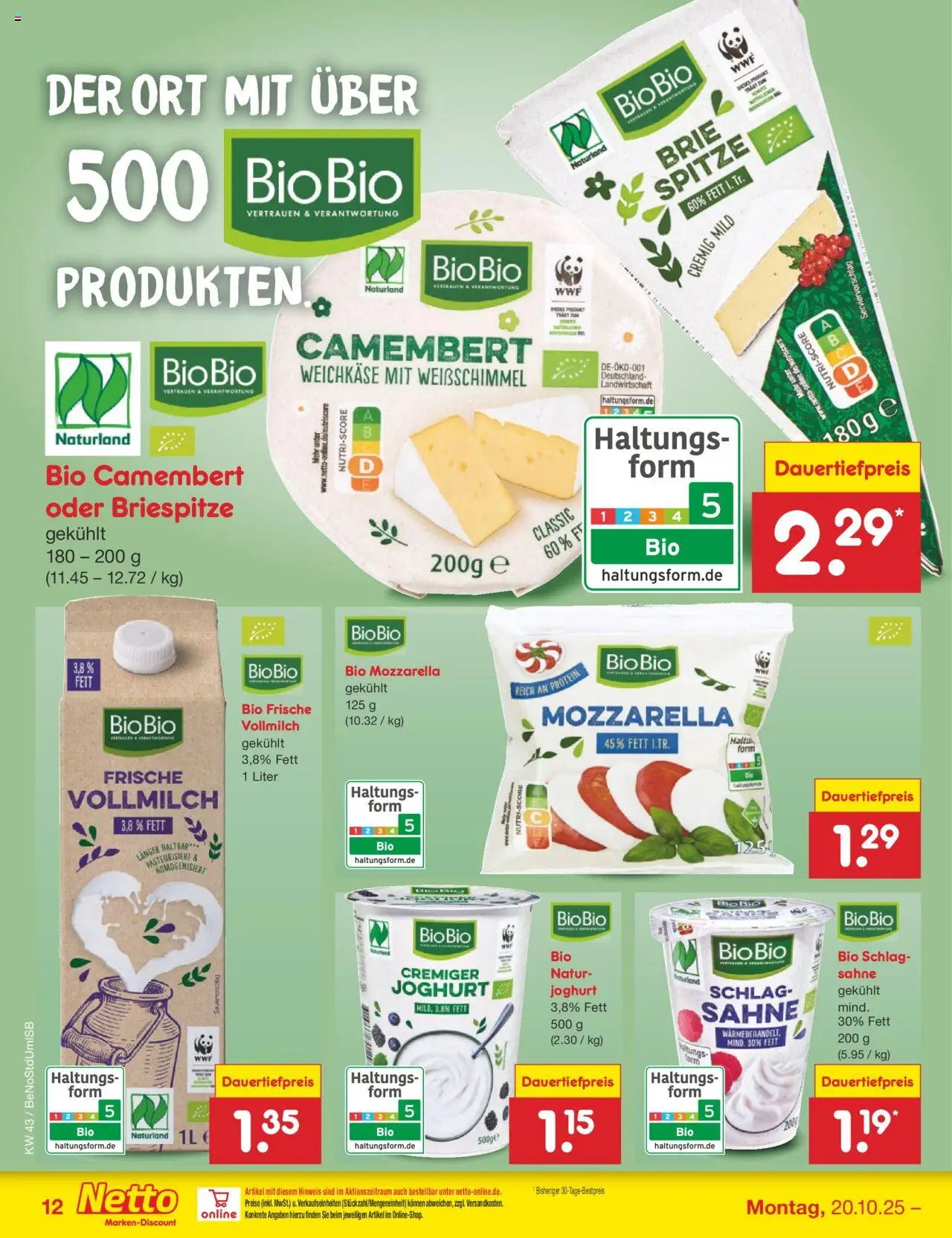 Netto Marken-Discount Prospekt 	 – gültig ab 20.10.2025 | Seite: 18 | Produkte: Joghurt, Mozzarella, Sahne