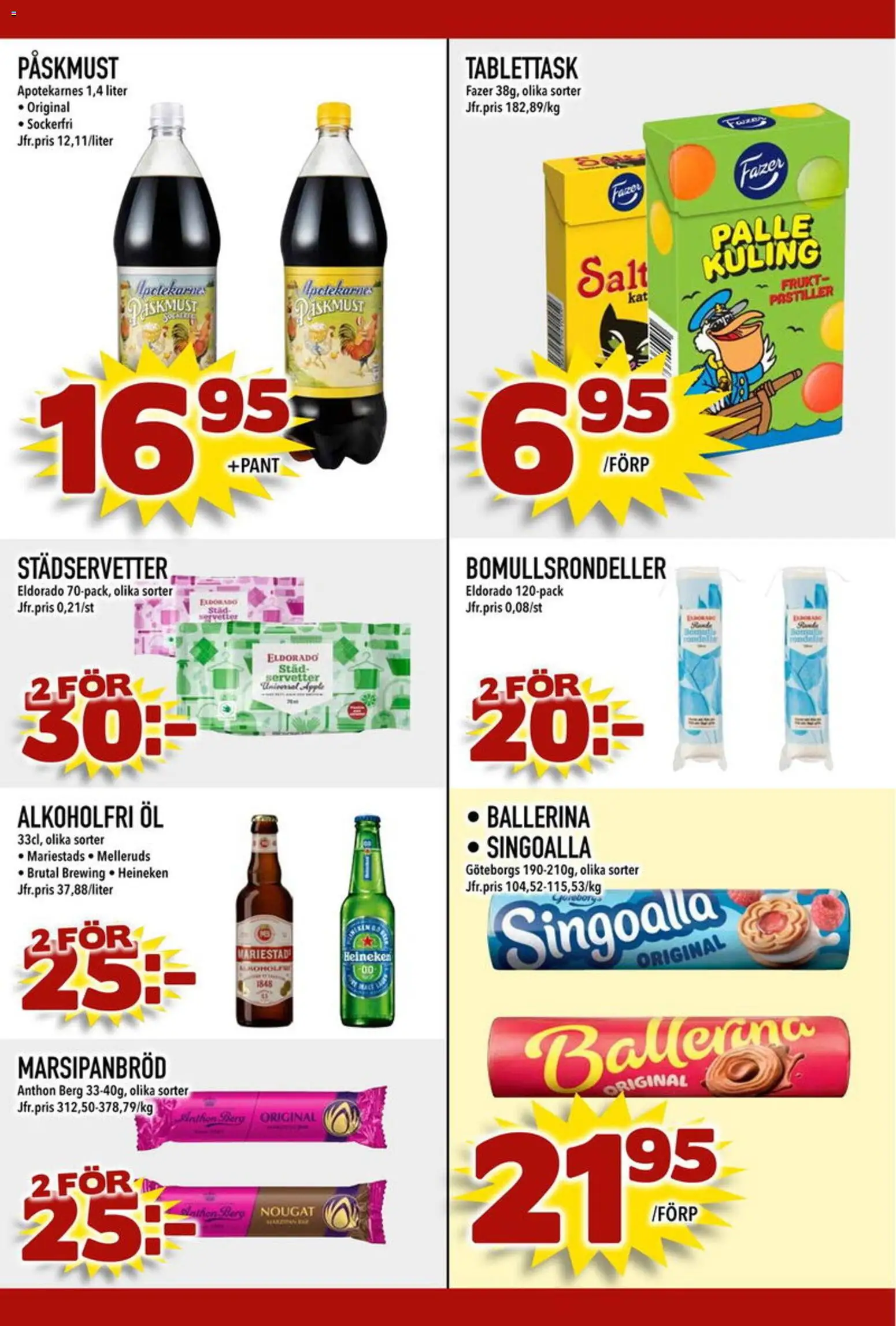 Din Mat reklamblad aktuell från 23.03.2026 | Sida: 7 | Produkter: Ballerina, Singoalla, Öl, Servetter