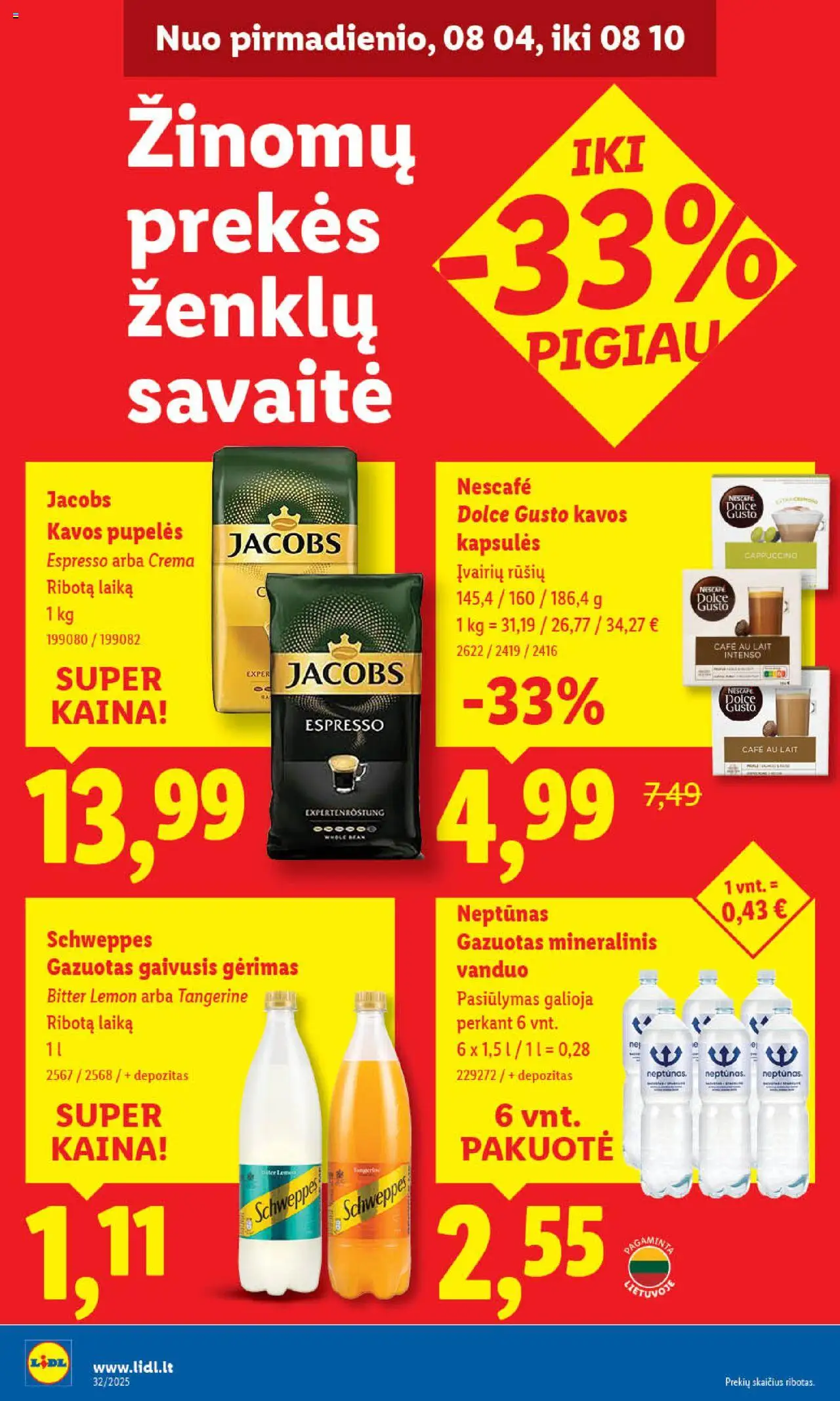 LIDL - Leidinys│galioja nuo 04.08.2025 | Puslapis: 32 | Prekių: Gaivusis gėrimas, Pupelės, Kavos pupelės
