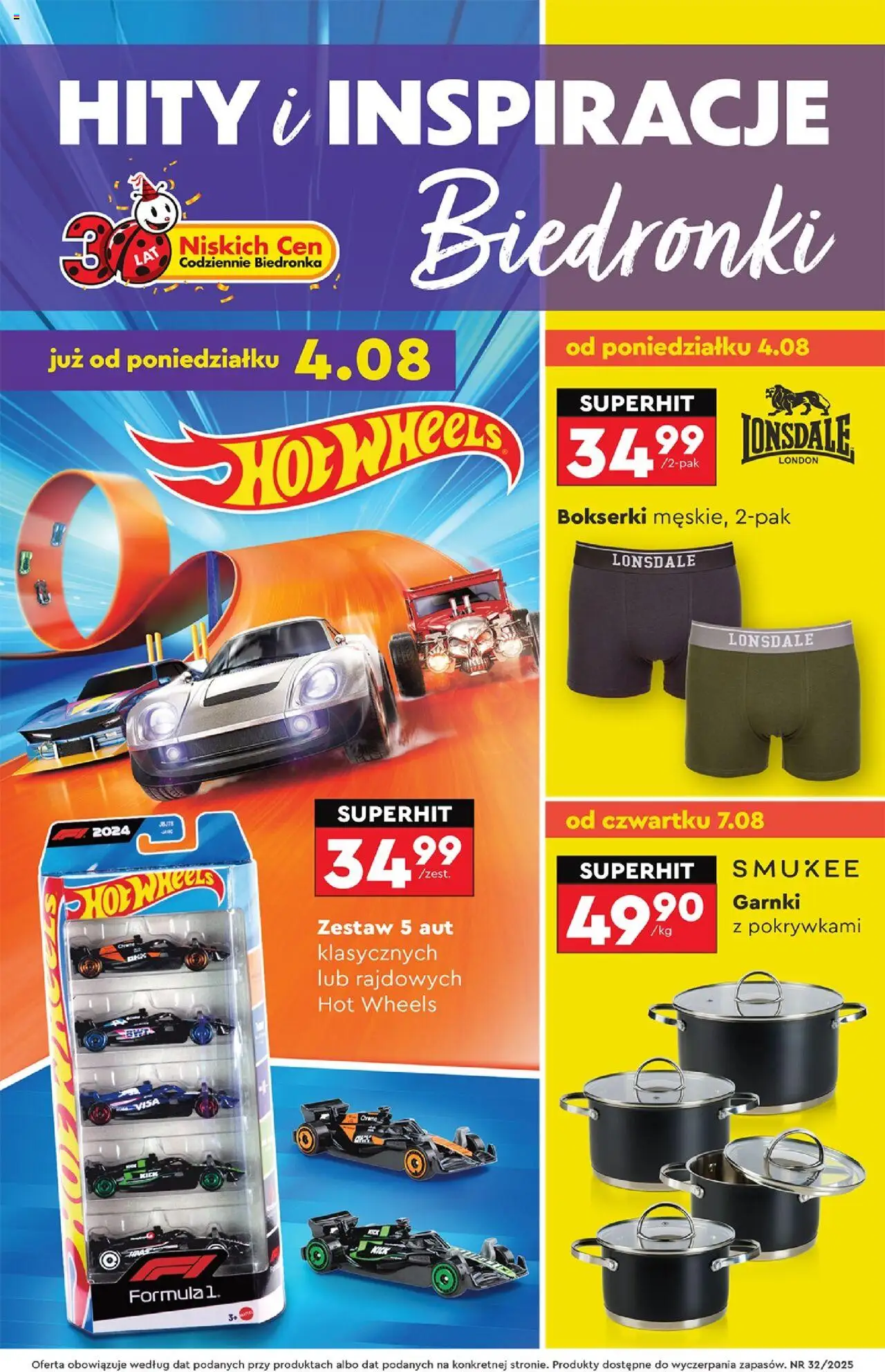 Biedronka gazetka - Hity i inspiracje od 04.08.2025 | Strona: 1 | Produkty: Bokserki, Garnki