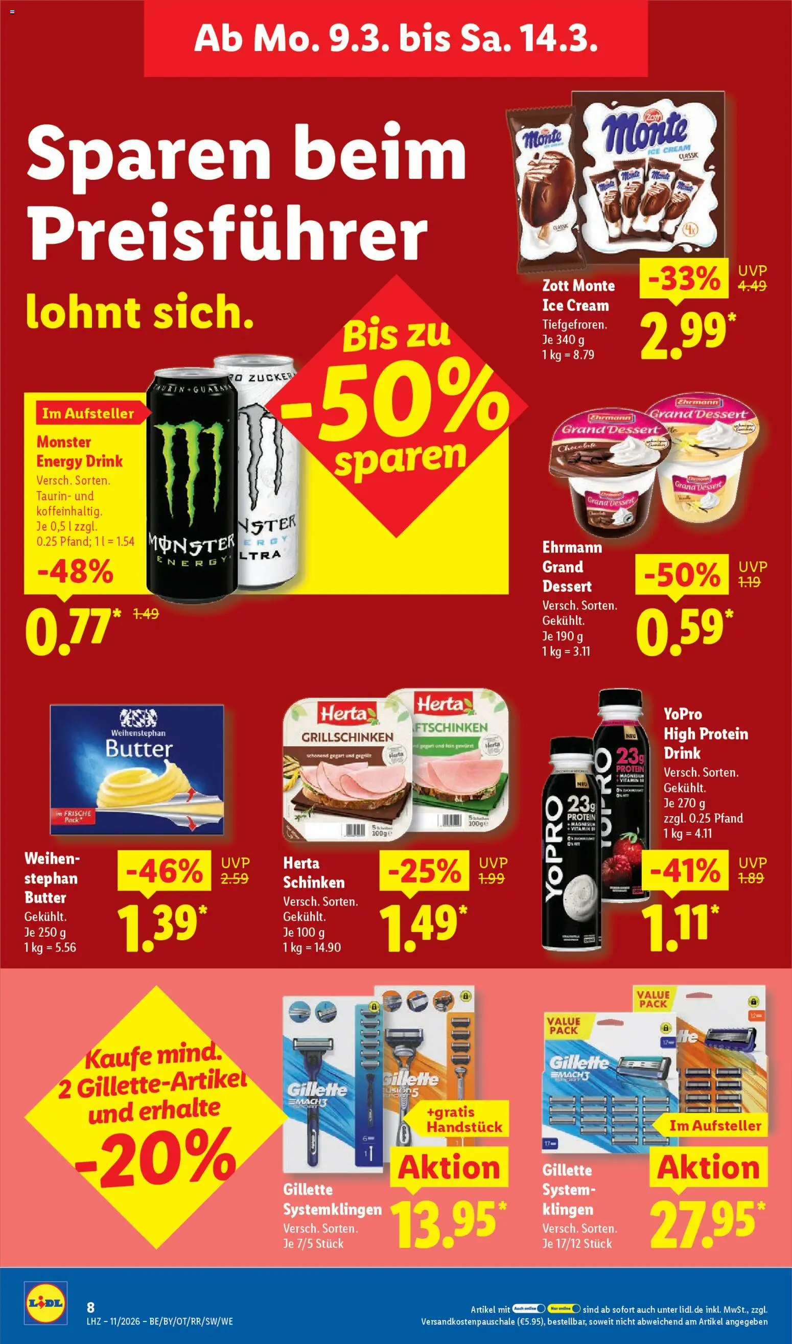 Lidl Prospekt Aarbergen – gültig ab 09.03.2026 | Seite: 22 | Produkte: Butter, Ehrmann grand dessert, Monster, Zucker