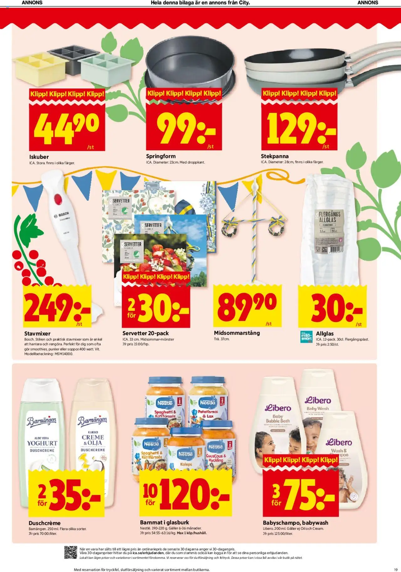 ICA Kvantum reklamblad aktuell från 16.06.2025 | Sida: 19 | Produkter: Barnmat, Olja, Spaghetti, Stavmixer