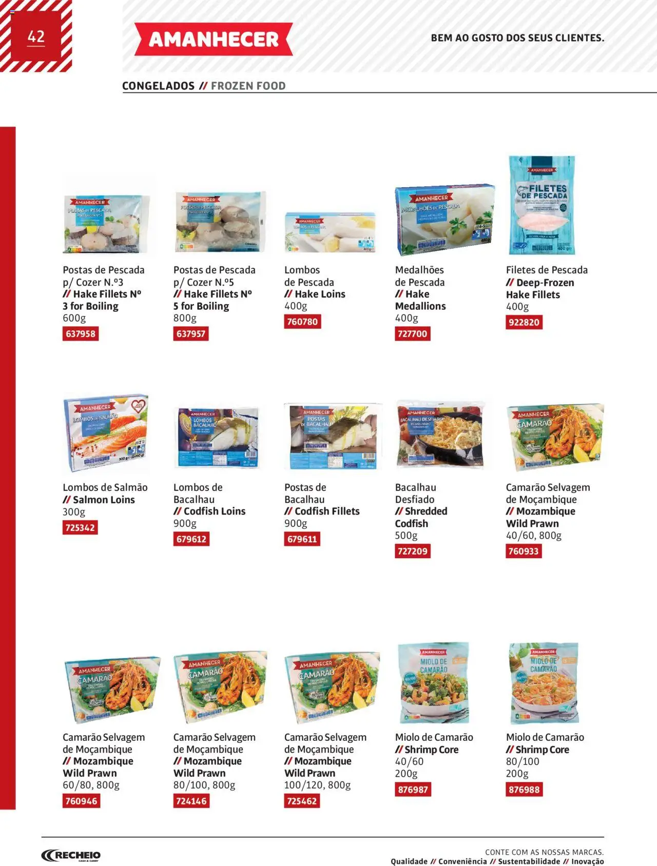 Recheio Amanhecer │ válido de 11.07.2024 | Página: 42 | Produtos: Bacalhau, Pescada, Camarão, Salmão