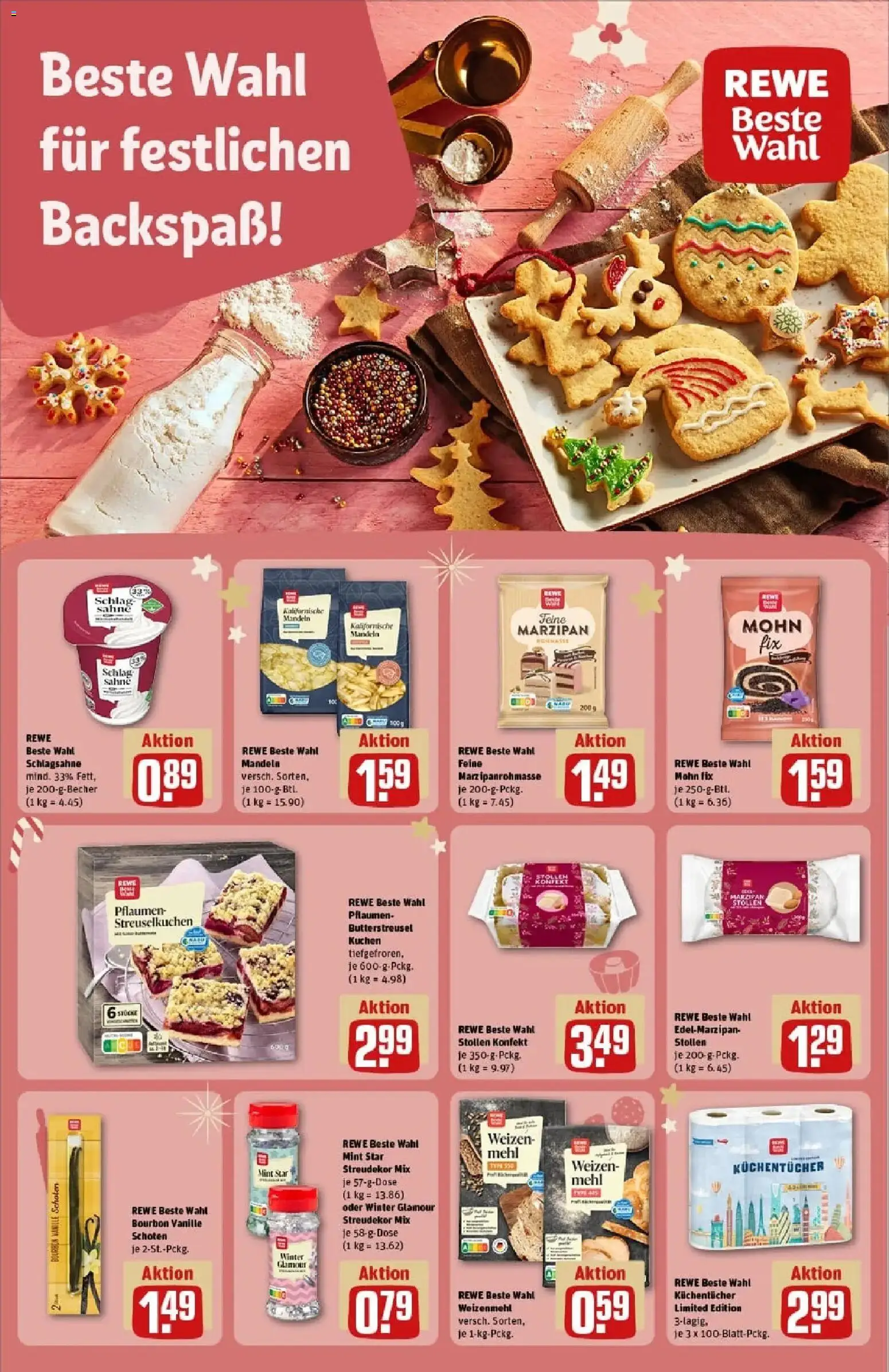 Rewe prospekt Laatzen	 – gültig ab 23.11.2025 | Seite: 26 | Produkte: Pflaumen, Schlagsahne, Mandeln, Bourbon