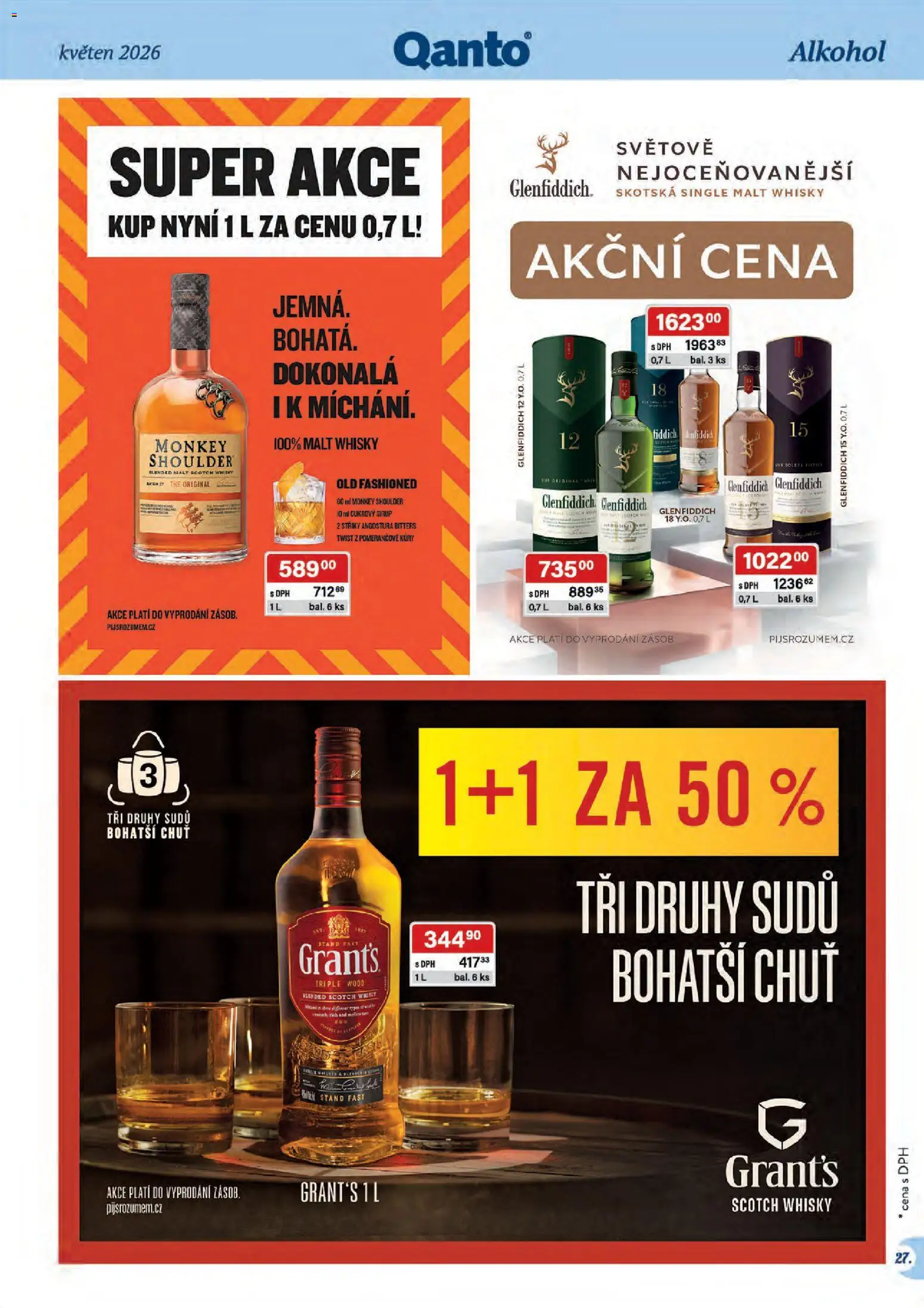 Astur & Qanto leták - Velkoobchod 05/2026 od 01.05.2026 | Strana: 27 | Produkty: Whisky, Monkey Shoulder, Sirup