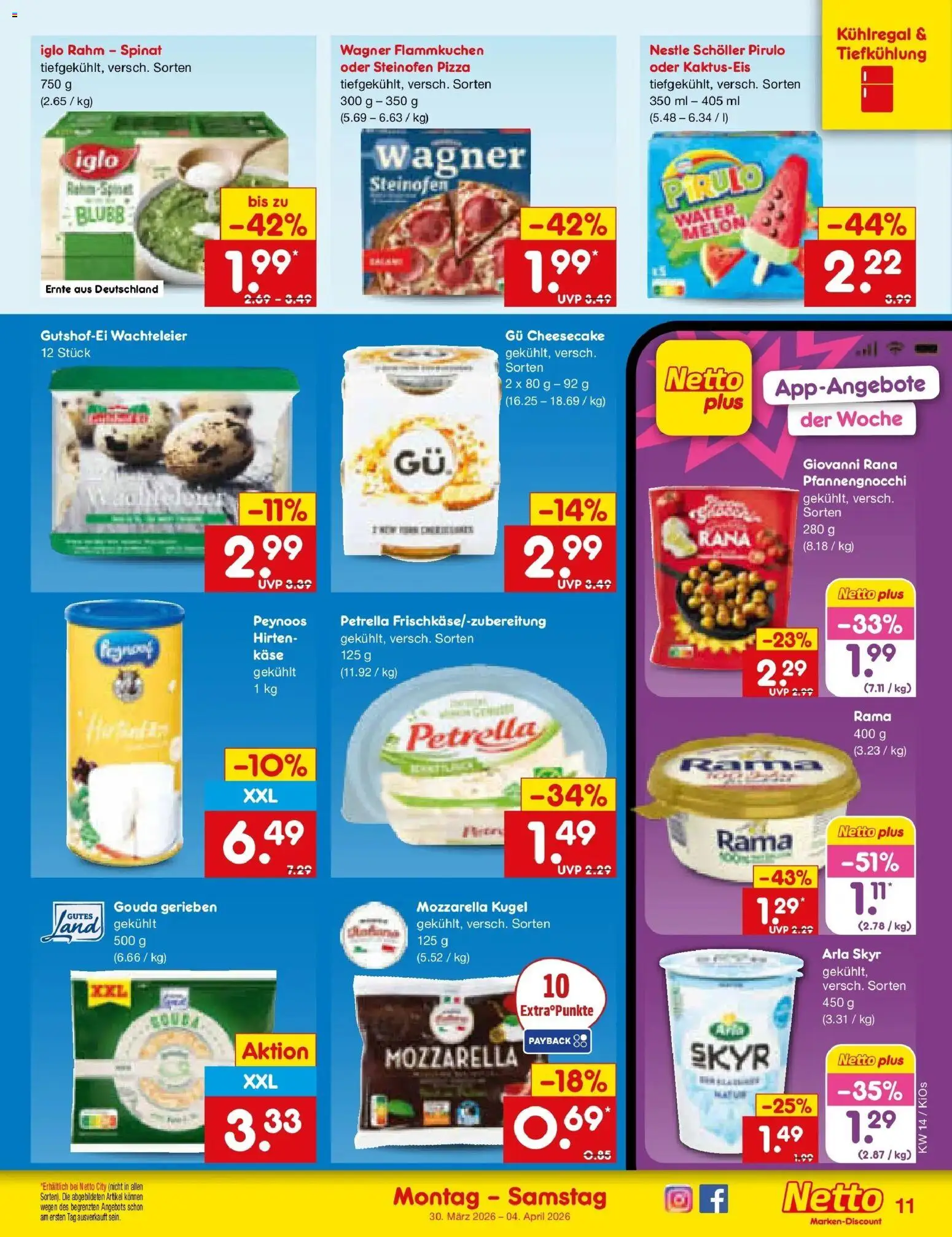 Netto Marken-Discount Prospekt Oberhaid	 – gültig ab 30.03.2026 | Seite: 11 | Produkte: Rama, Gouda, Skyr, Pizza