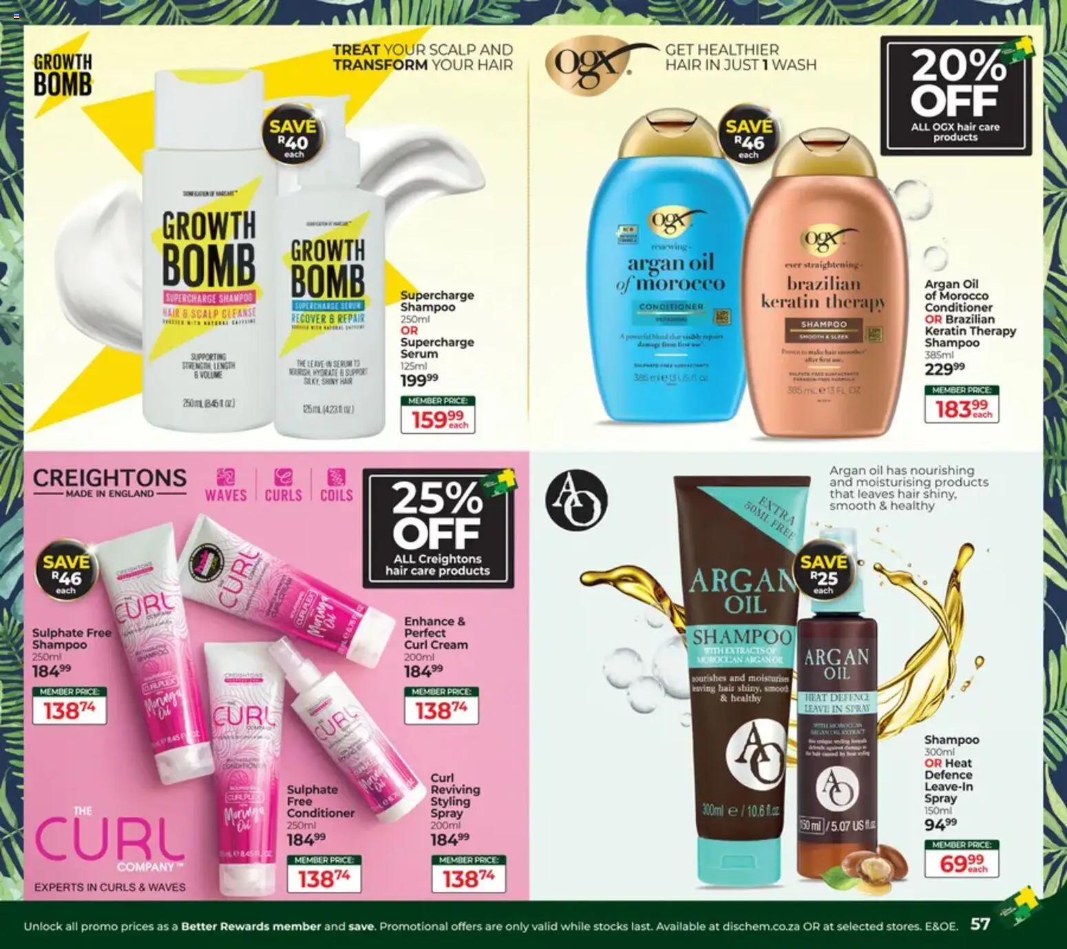New Dis-Chem catalogue – valid from 19.02.2026 | Page: 57 | Products: Serum, Shampoo, Conditioner, Peach