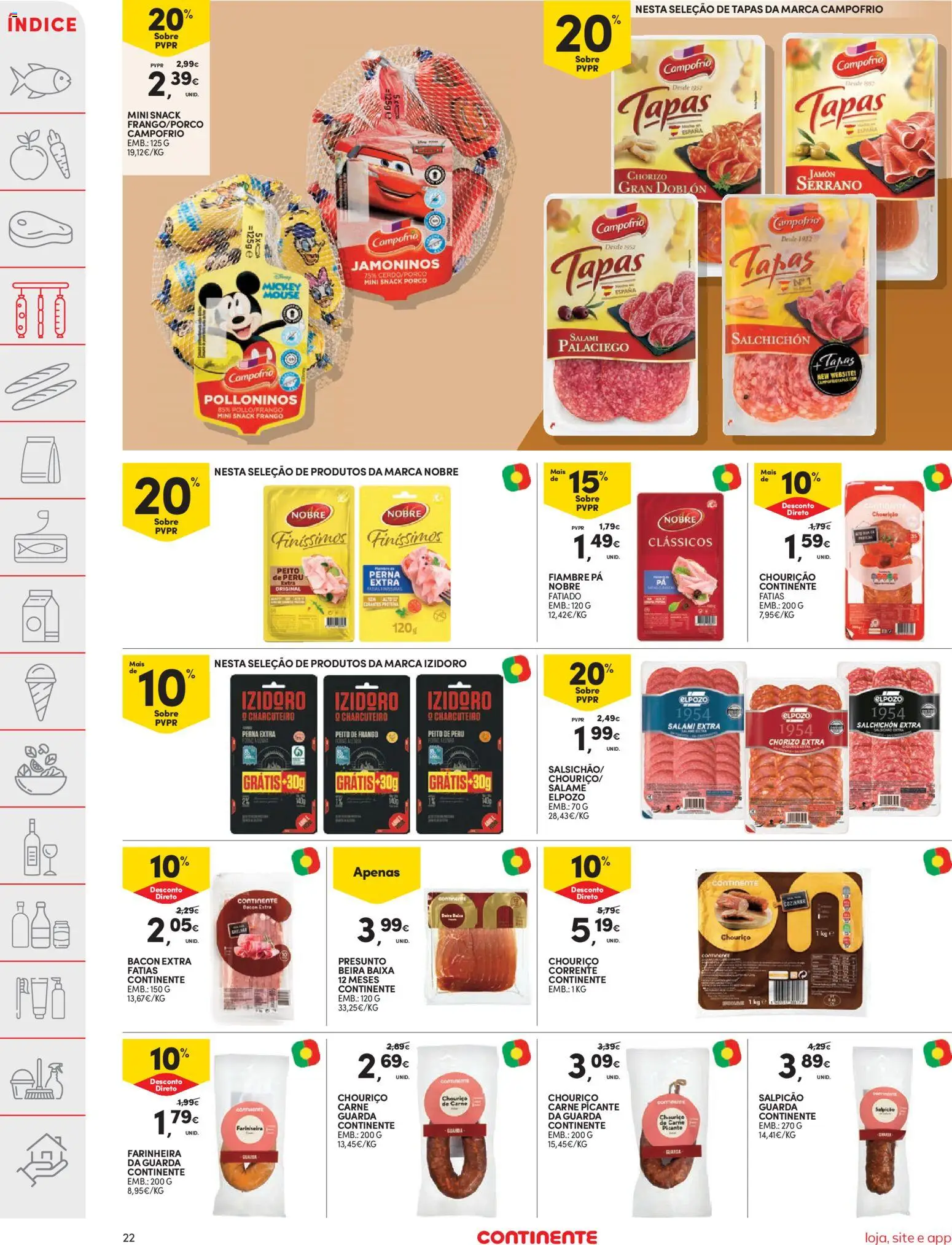 Continente folheto │ válido de 03.03.2026 | Página: 22 | Produtos: Mouse, Salame, Chouriço, Carne