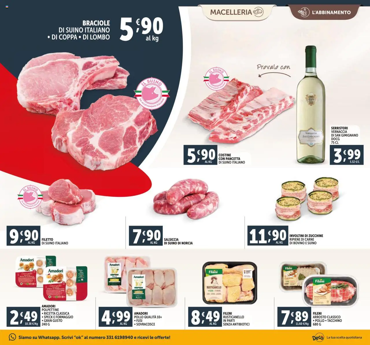 Volantino Decò del 16.10.2025 | Pagina: 7 | Prodotti: Arrosto, Pancetta, Salsiccia, Zucchine