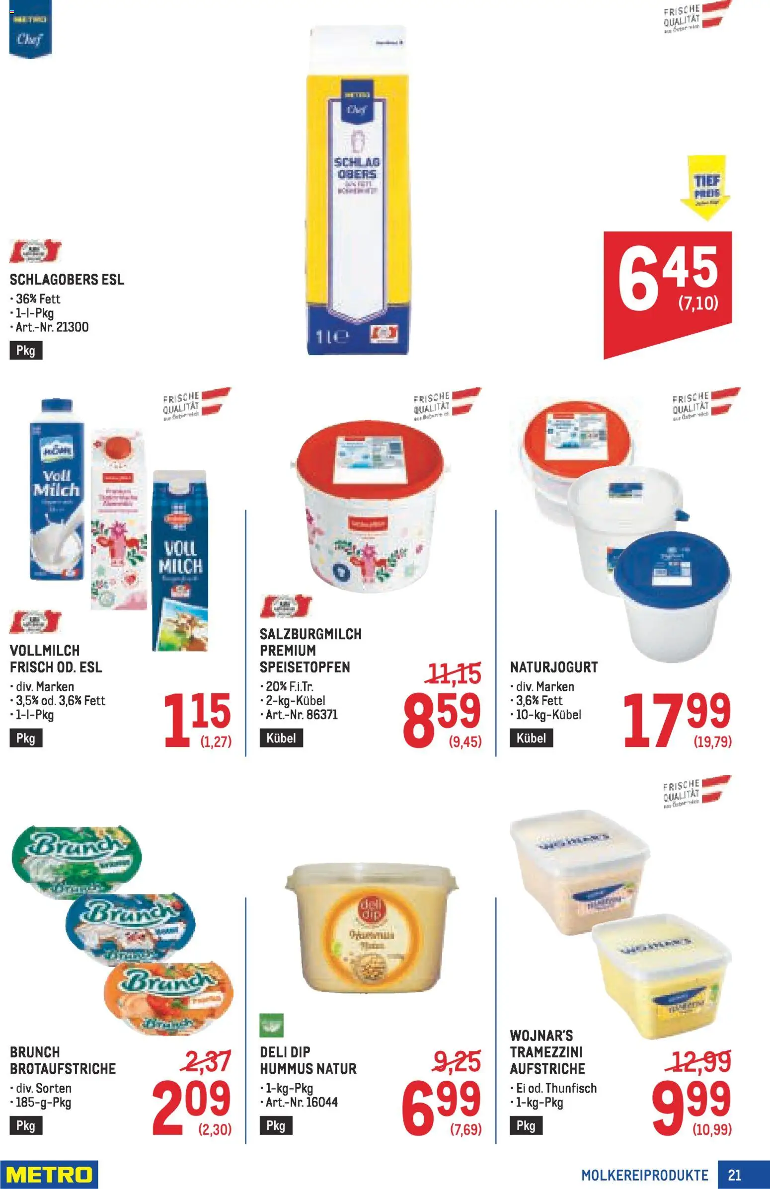 Metro Profi gültig ab 22.01.2026 | Seite: 21 | Produkte: Milch