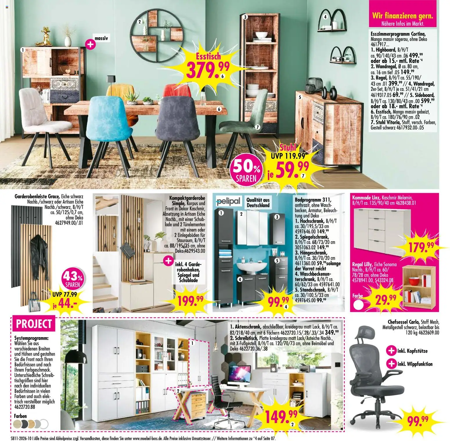 SB Möbel Boss Prospekt Wittlich – gültig ab 07.03.2026 | Seite: 10 | Produkte: Esstisch, Kommode, Stuhl, Chefsessel