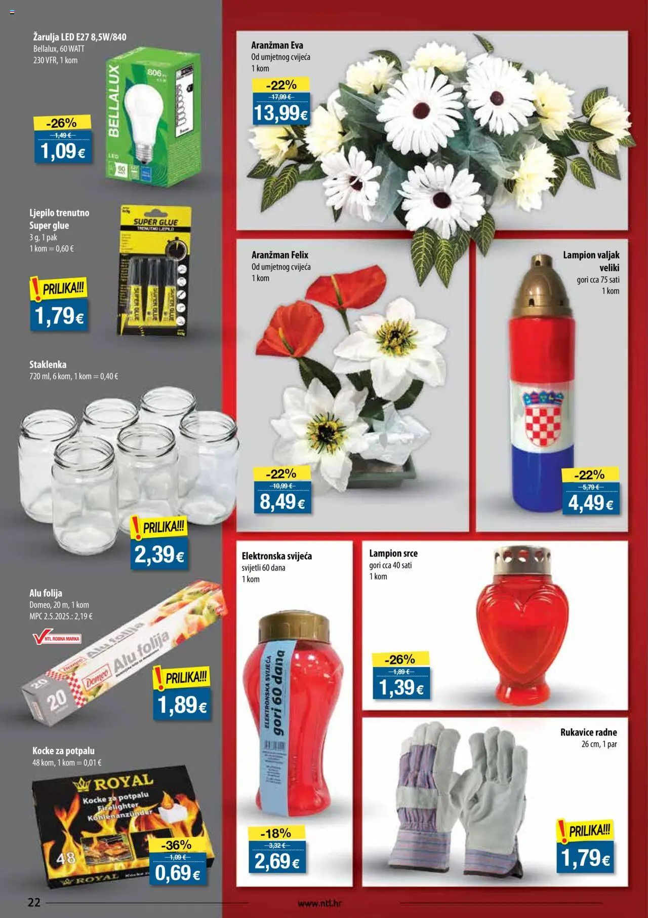 NTL katalog | vrijedi od 01.10.2025 | Stranica: 22 | Proizvodi: Kocke za potpalu, Lampion, Rukavice, Ljepilo