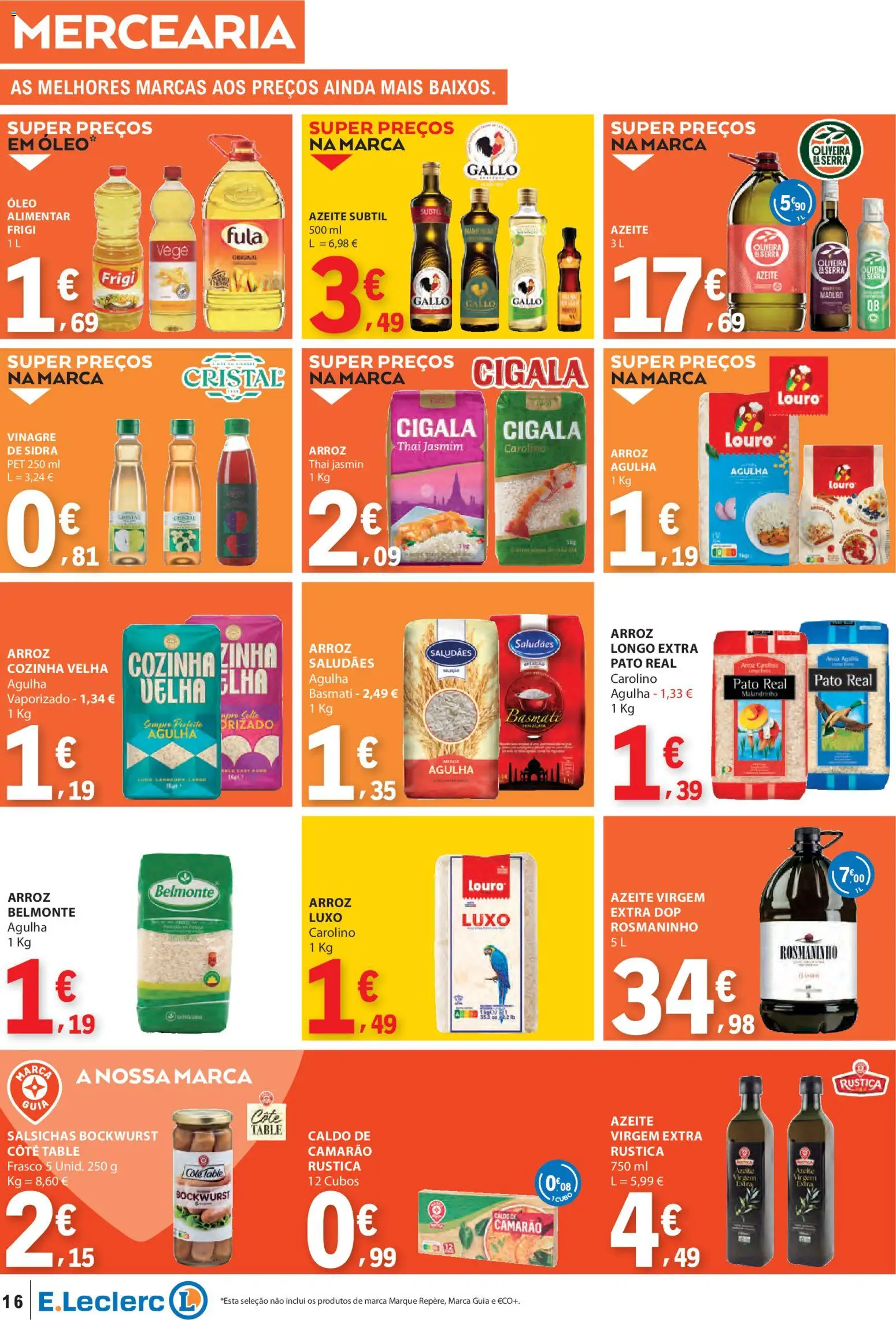 E.Leclerc folheto │ válido de 12.02.2026 | Página: 16 | Produtos: Vinagre, Louro, Óleo, Arroz