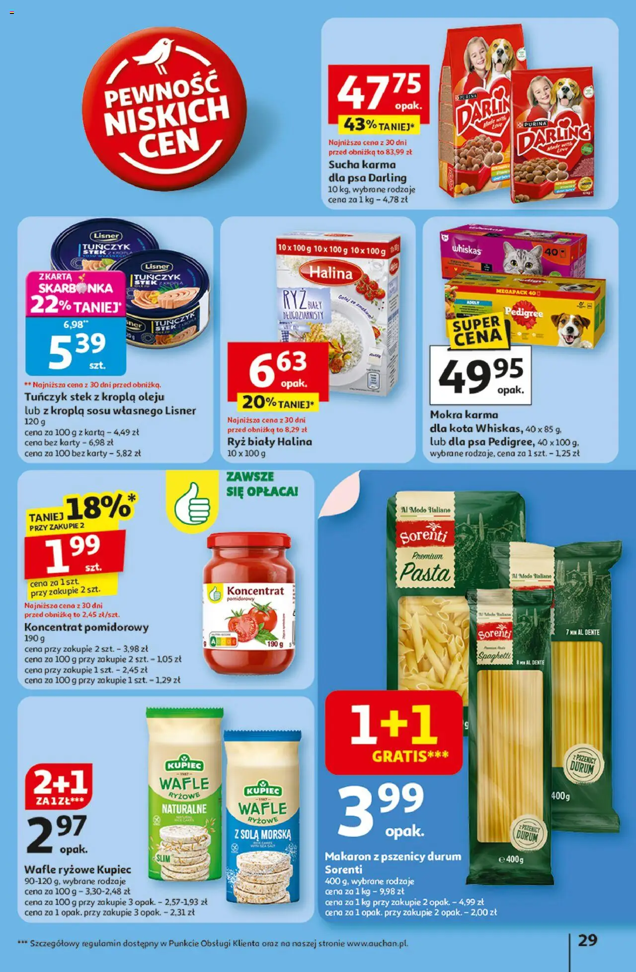 Auchan Gazetka - Odlotowe ceny na start szkoły Hipermarket od 28.08.2025 | Strona: 29 | Produkty: Makaron z pszenicy durum, Koncentrat pomidorowy, Wafle ryżowe, Ryż