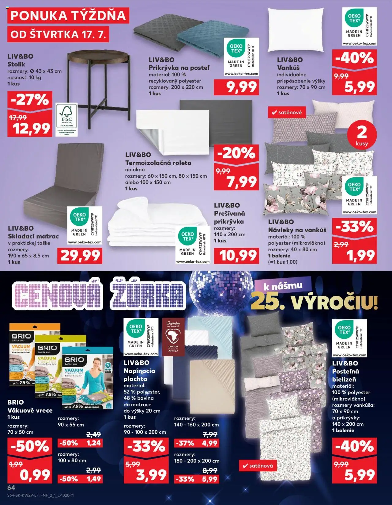 Nové Kaufland akcie – leták je platný od 17.07.2025 | Strana: 64 | Produkty: Matrace, Matrac, Plachta, Posteľ