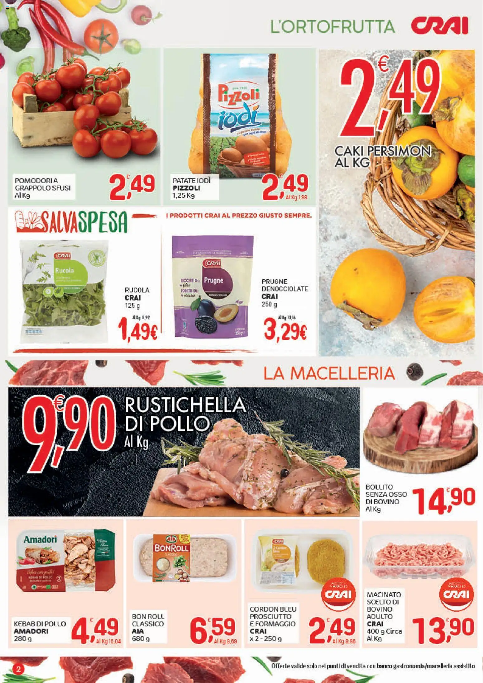 Volantino CRAI del 13.11.2025 | Pagina: 2 | Prodotti: Pollo, Rucola, Patate, Formaggio