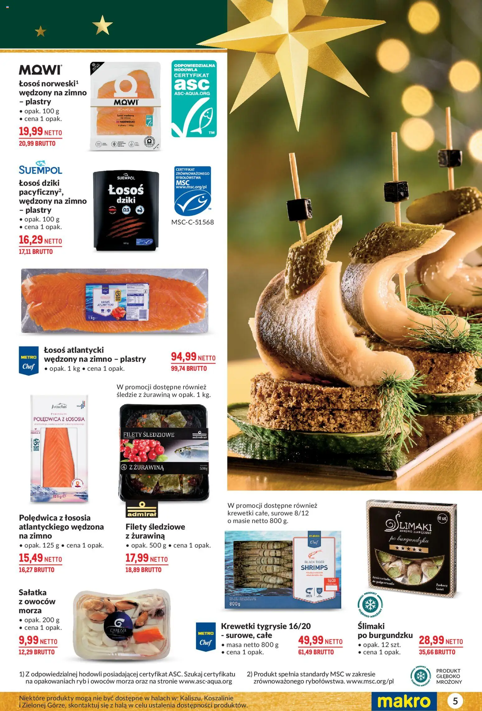 Makro Gazetka - Delikatesy od 25.11.2025 | Strona: 5 | Produkty: Krewetki, Śledzie z żurawiną, Żurawina, Sałatka
